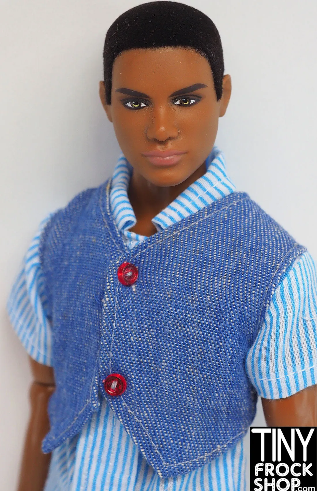 12" Fashion Male Doll Denim Cropped Vest