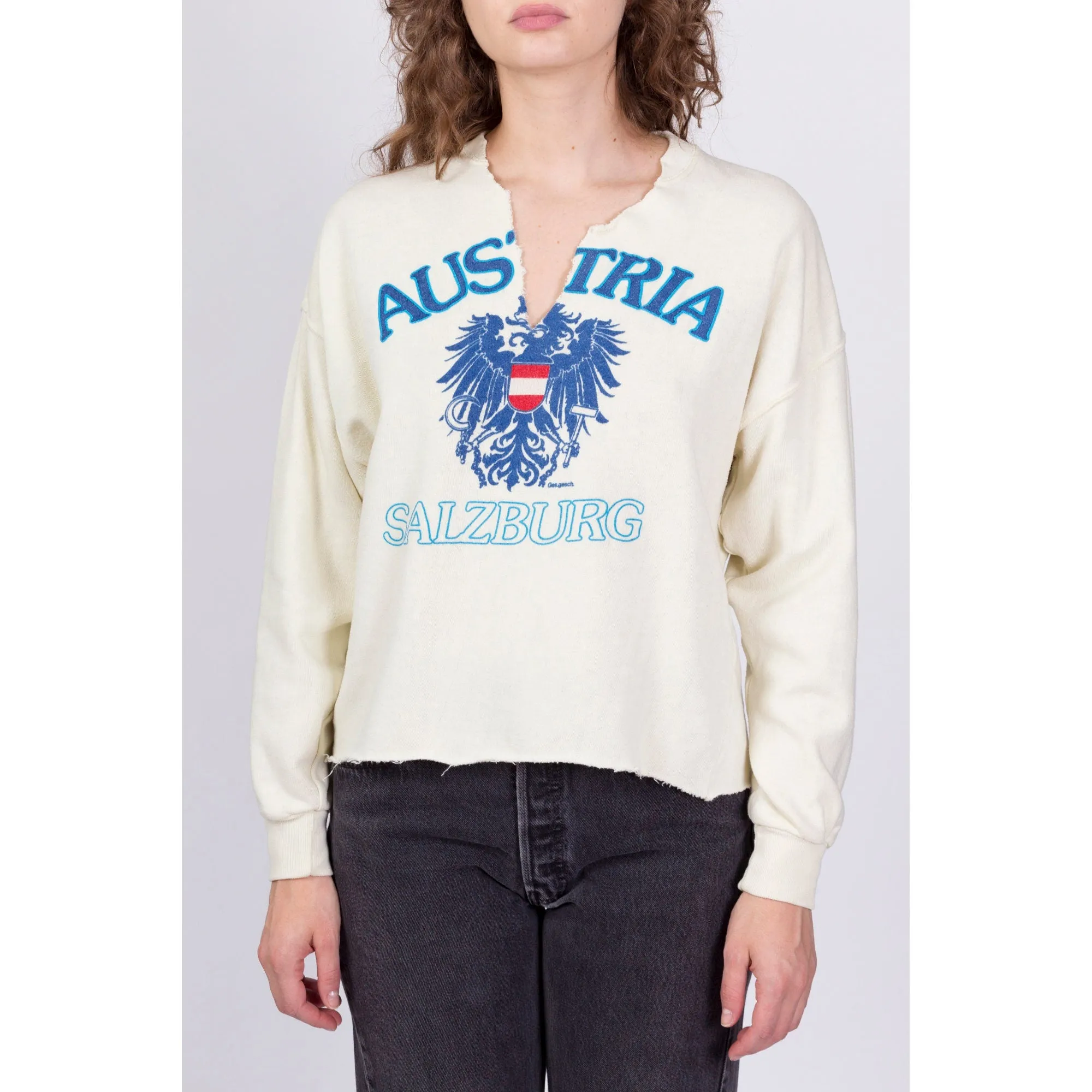 80s Salzburg Austria Coat Of Arms Sweatshirt - Men's Medium, Women's Large