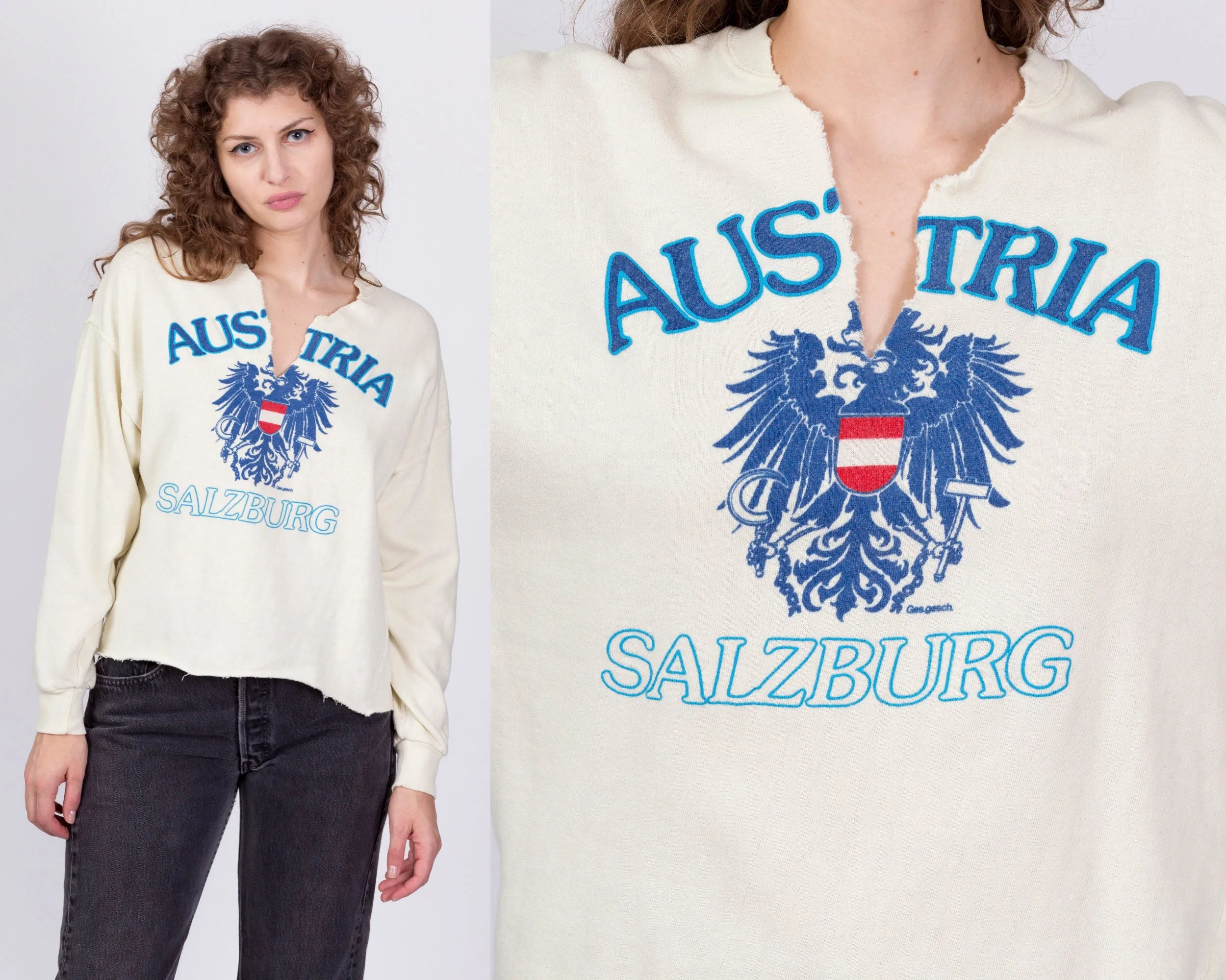 80s Salzburg Austria Coat Of Arms Sweatshirt - Men's Medium, Women's Large