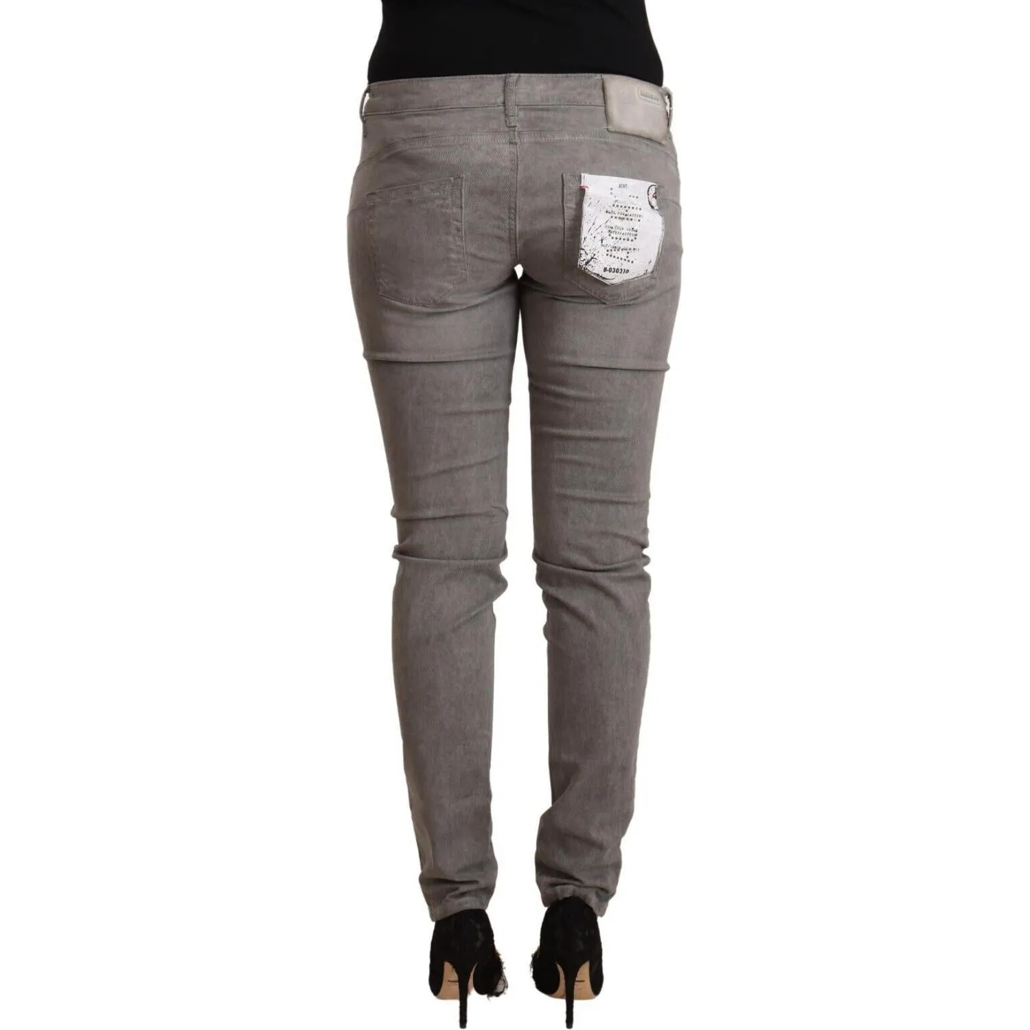 Acht Chic Gray Low Waist Skinny Cotton Jeans