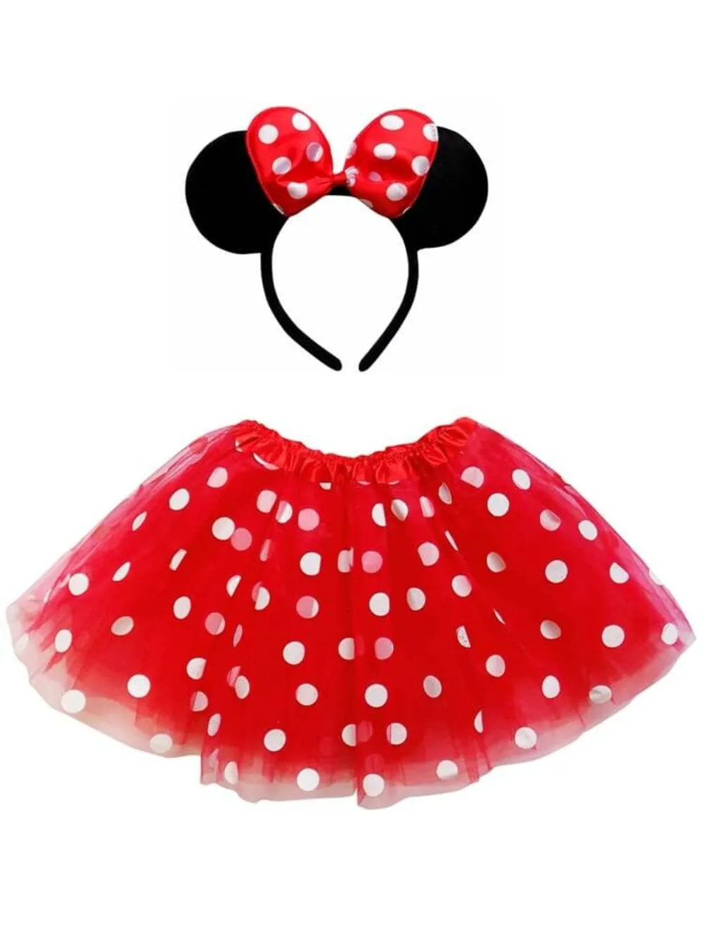 Adult Mouse Costume - Red Polka Dot Tutu Skirt & Headband Set for Adult or Plus Size