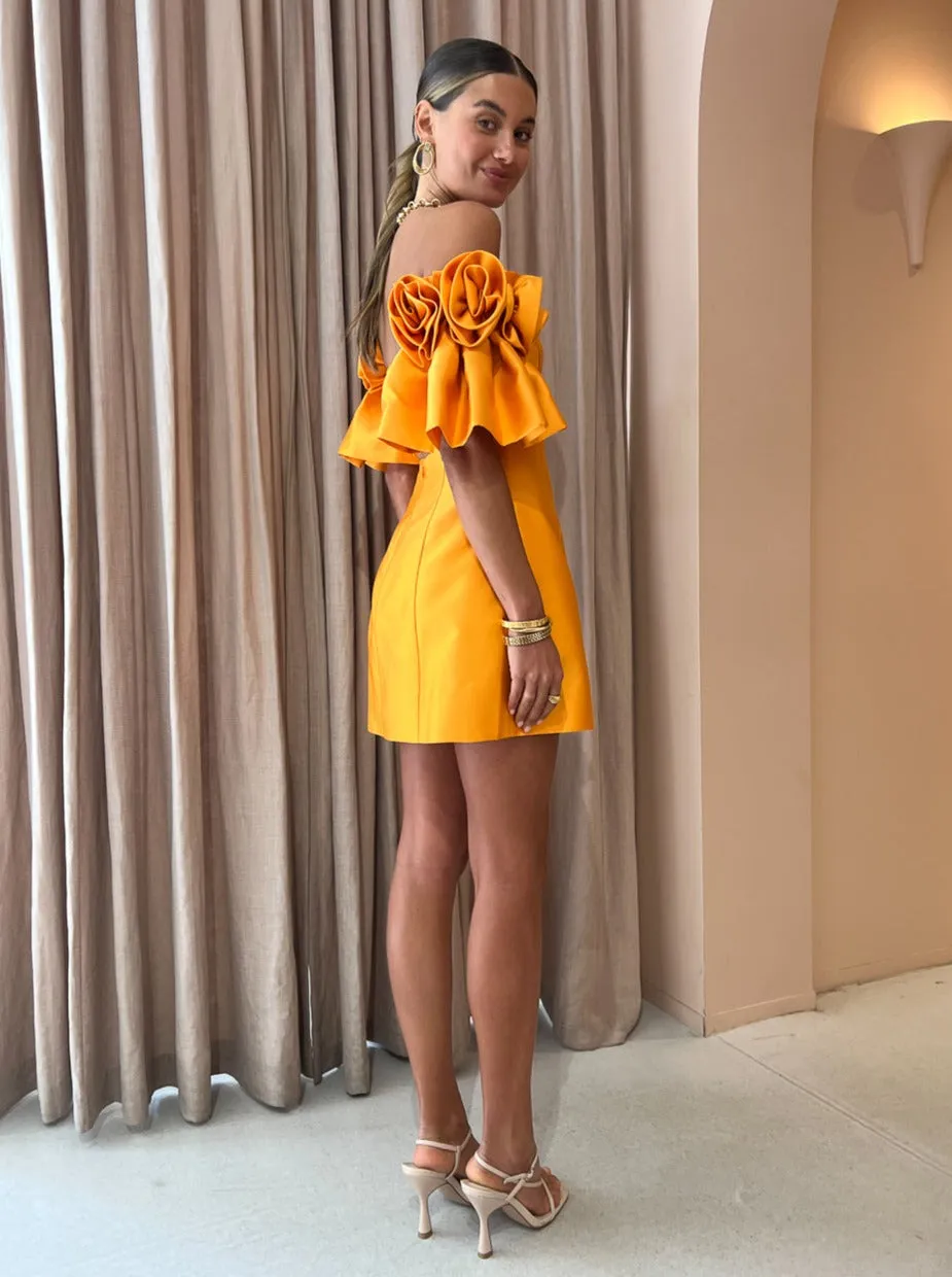 Alemais Macie Rosette Mini Dress in Saffron