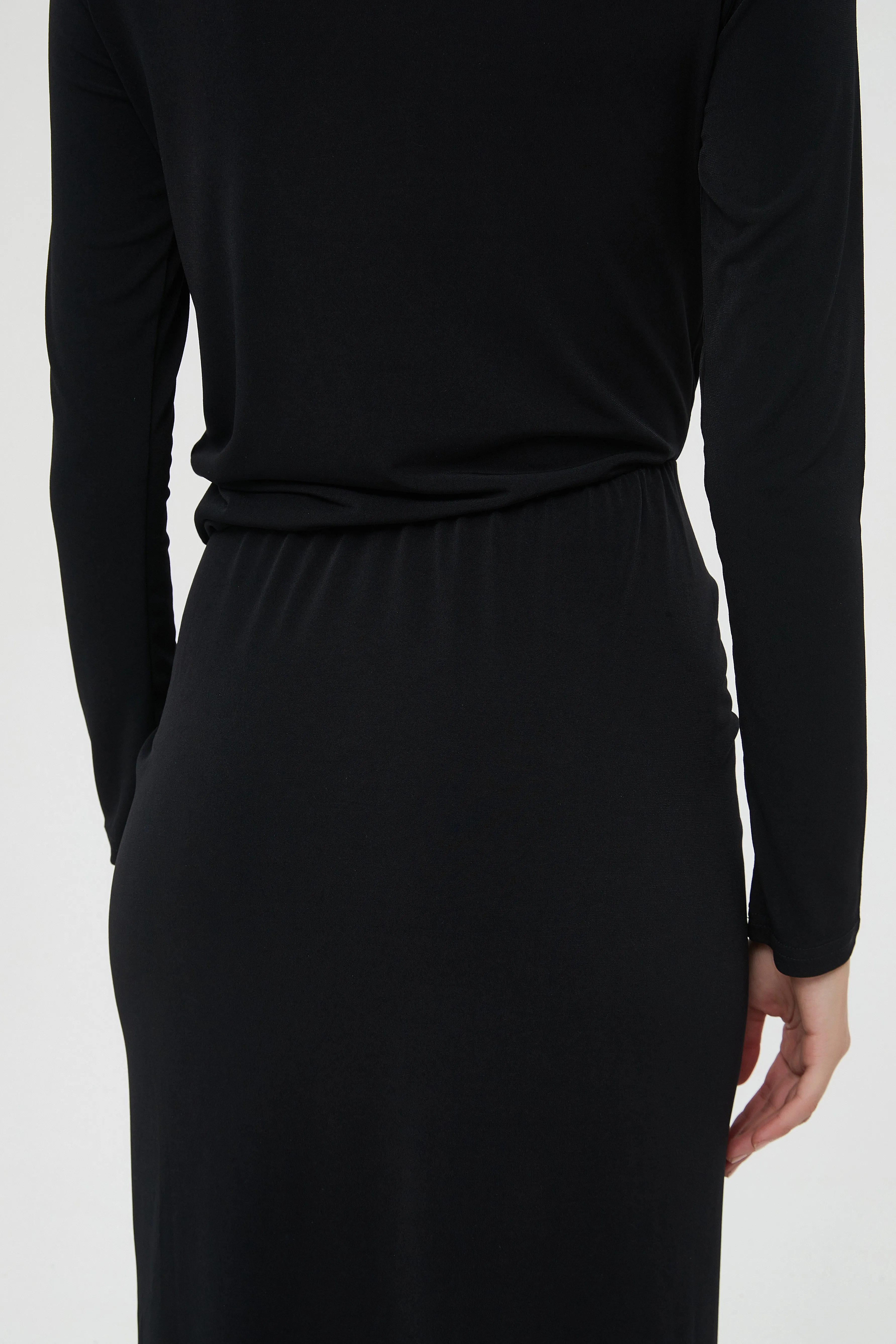 ALL OVER RUCHED DRESS byMM - BLACK