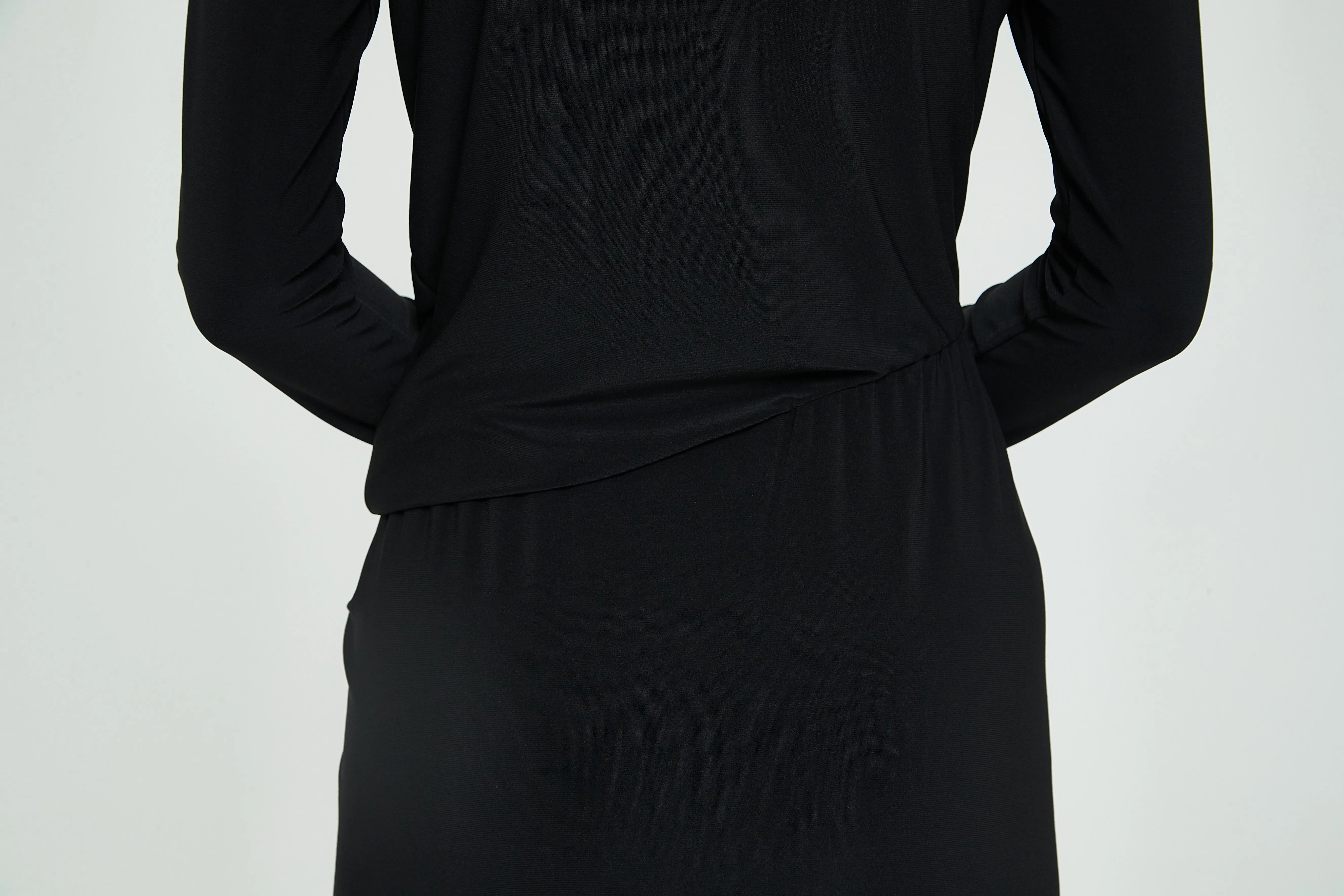 ALL OVER RUCHED DRESS byMM - BLACK