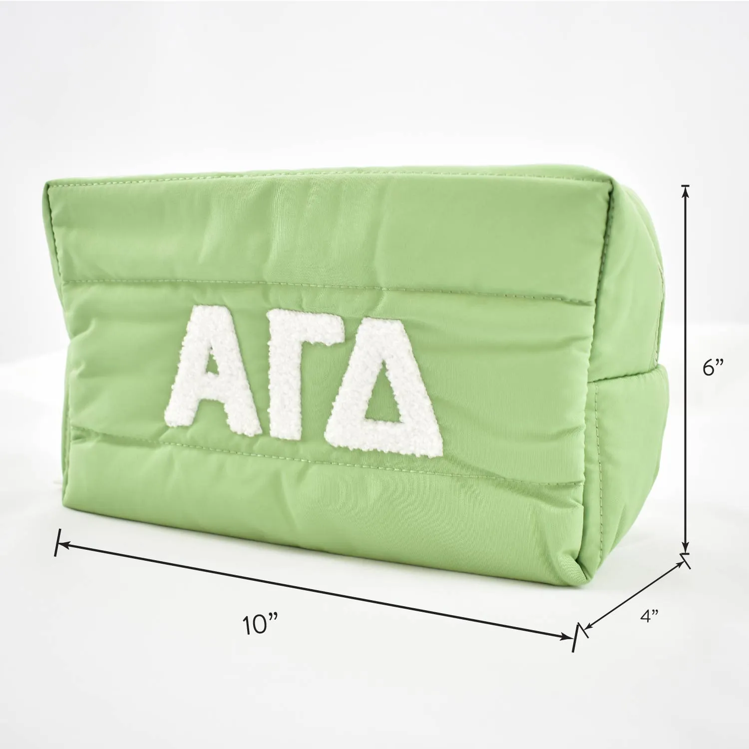 Alpha Gamma Delta Makeup Bag - Puffer Style with Sorority Letters