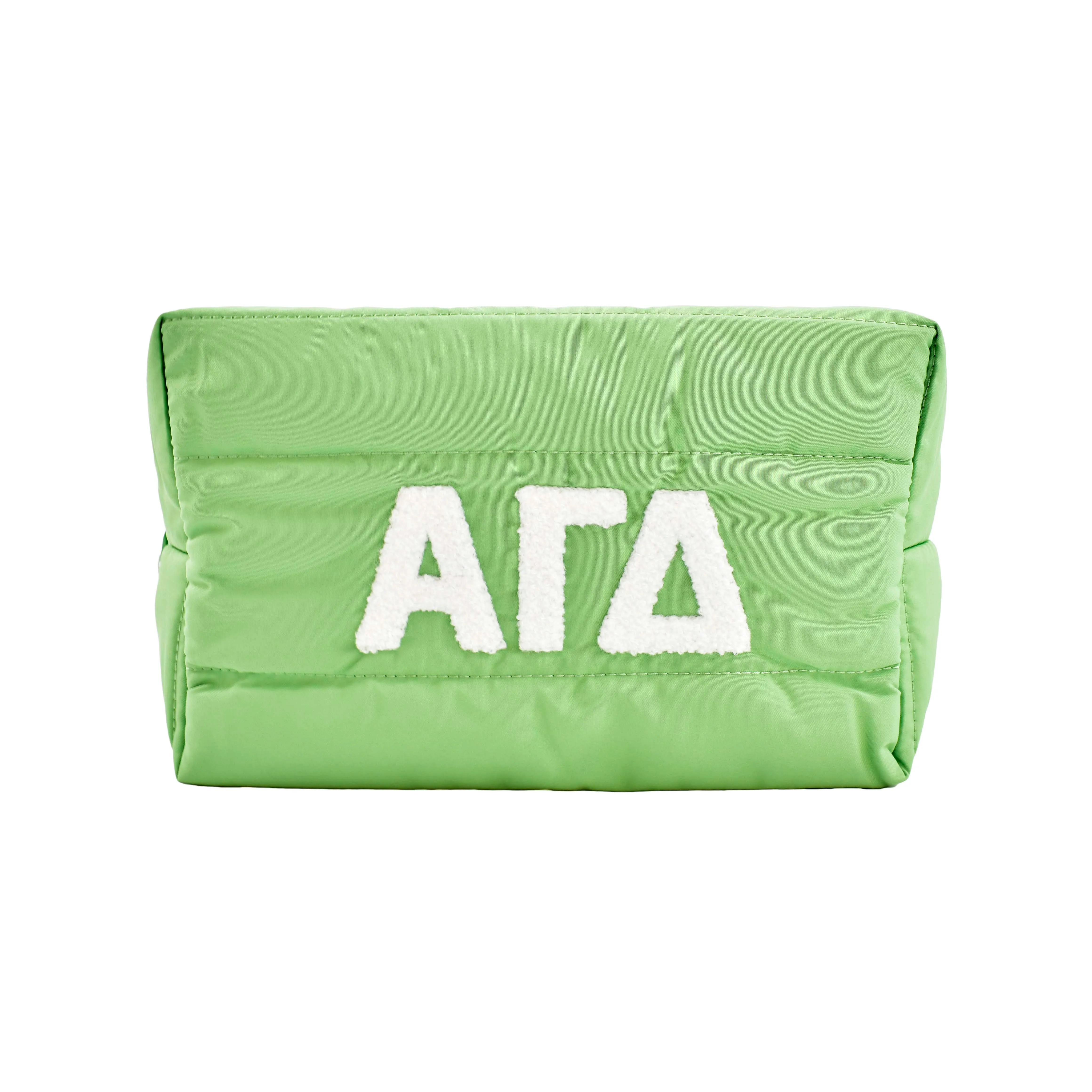 Alpha Gamma Delta Makeup Bag - Puffer Style with Sorority Letters