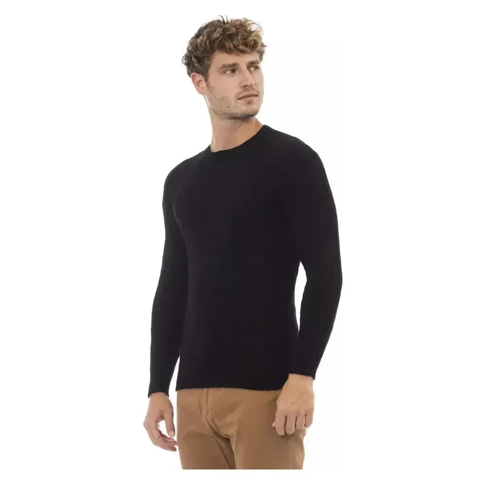 Alpha Studio Black Viscose Men Sweater