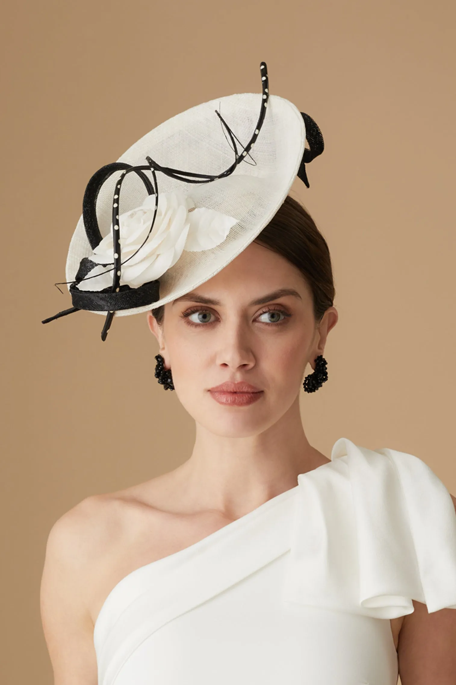 Assam White and Black Saucer Hat