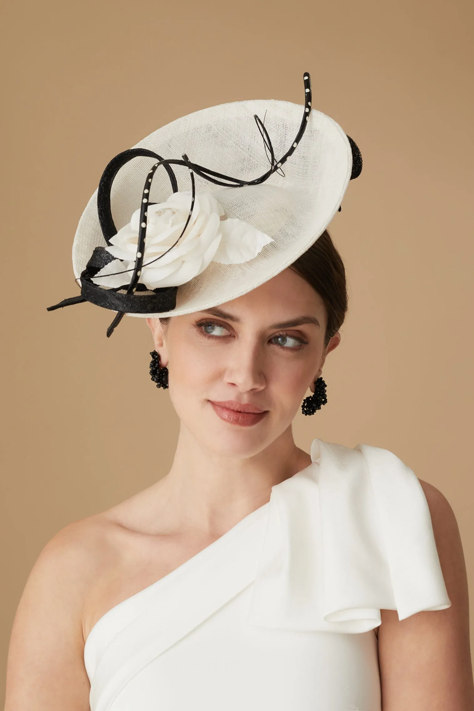 Assam White and Black Saucer Hat