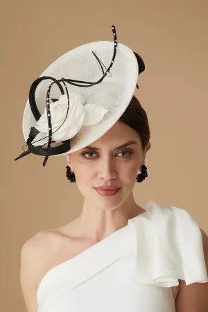 Assam White and Black Saucer Hat