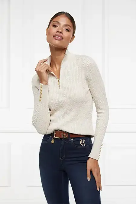 Ava Half Zip Knit (Almond)