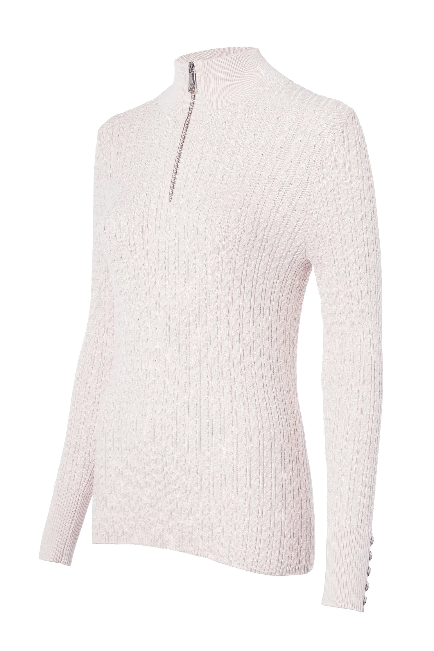 Ava Half Zip Knit (Soft Pink)