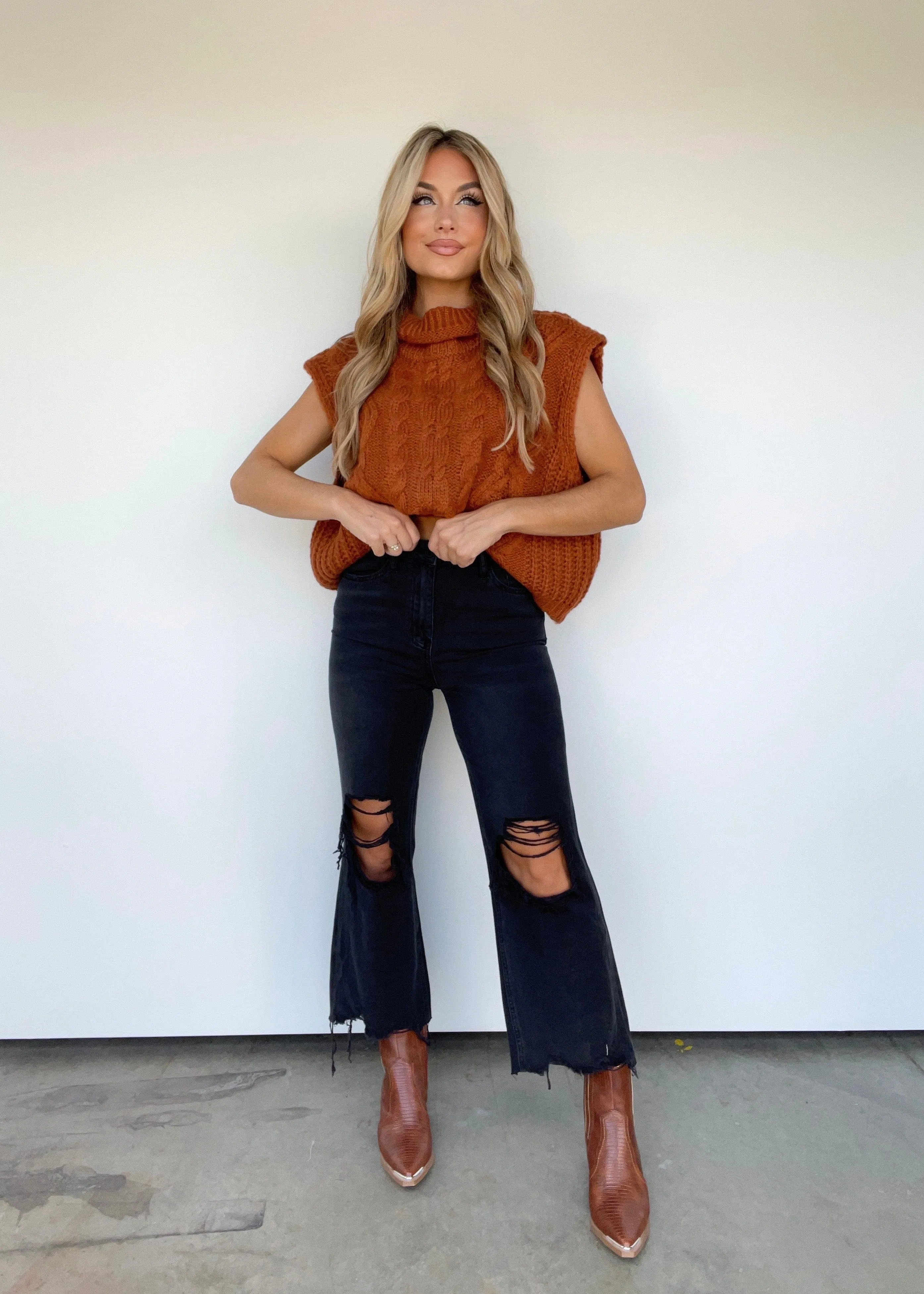 Black Crop Flare Denim