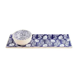 Blue Indigo Tray and Dip Set