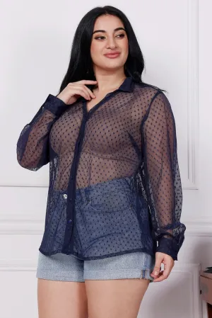 Blue Polka Dots Net Shirt