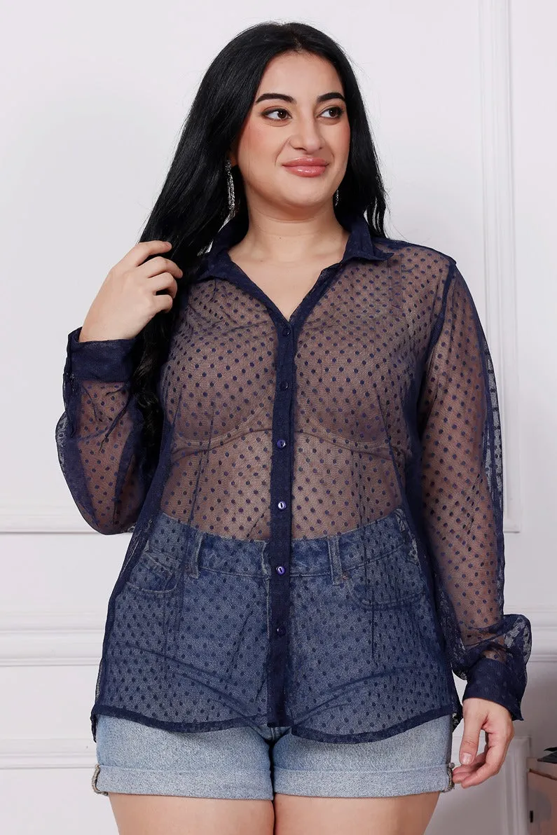 Blue Polka Dots Net Shirt