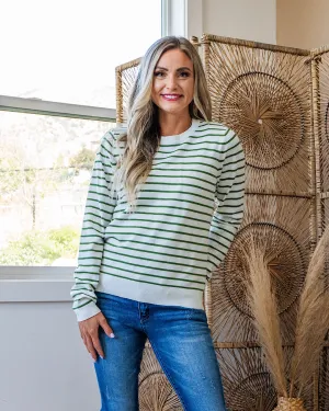 Camila Striped Crewneck Sweater - Green