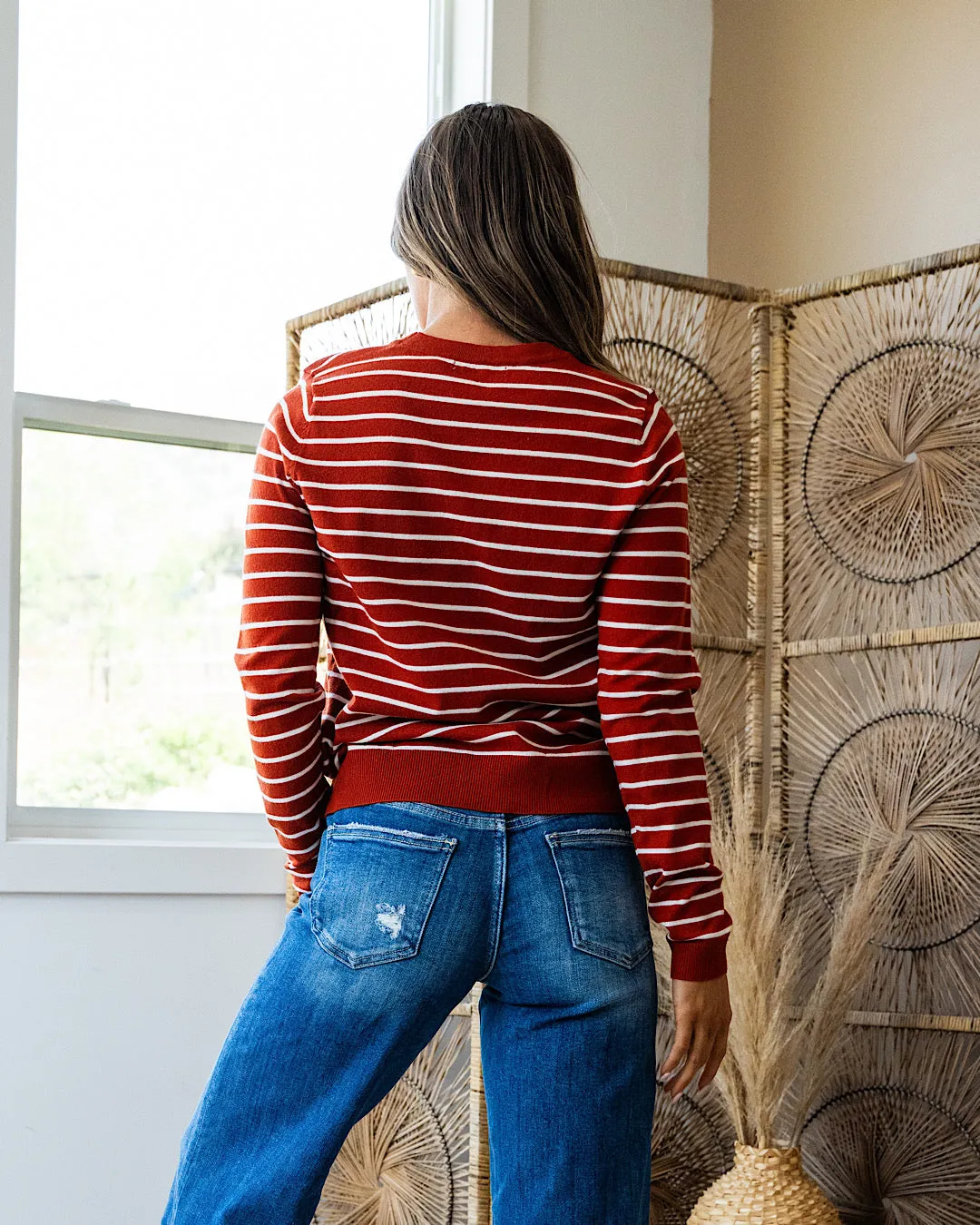 Camila Striped Crewneck Sweater - Picante