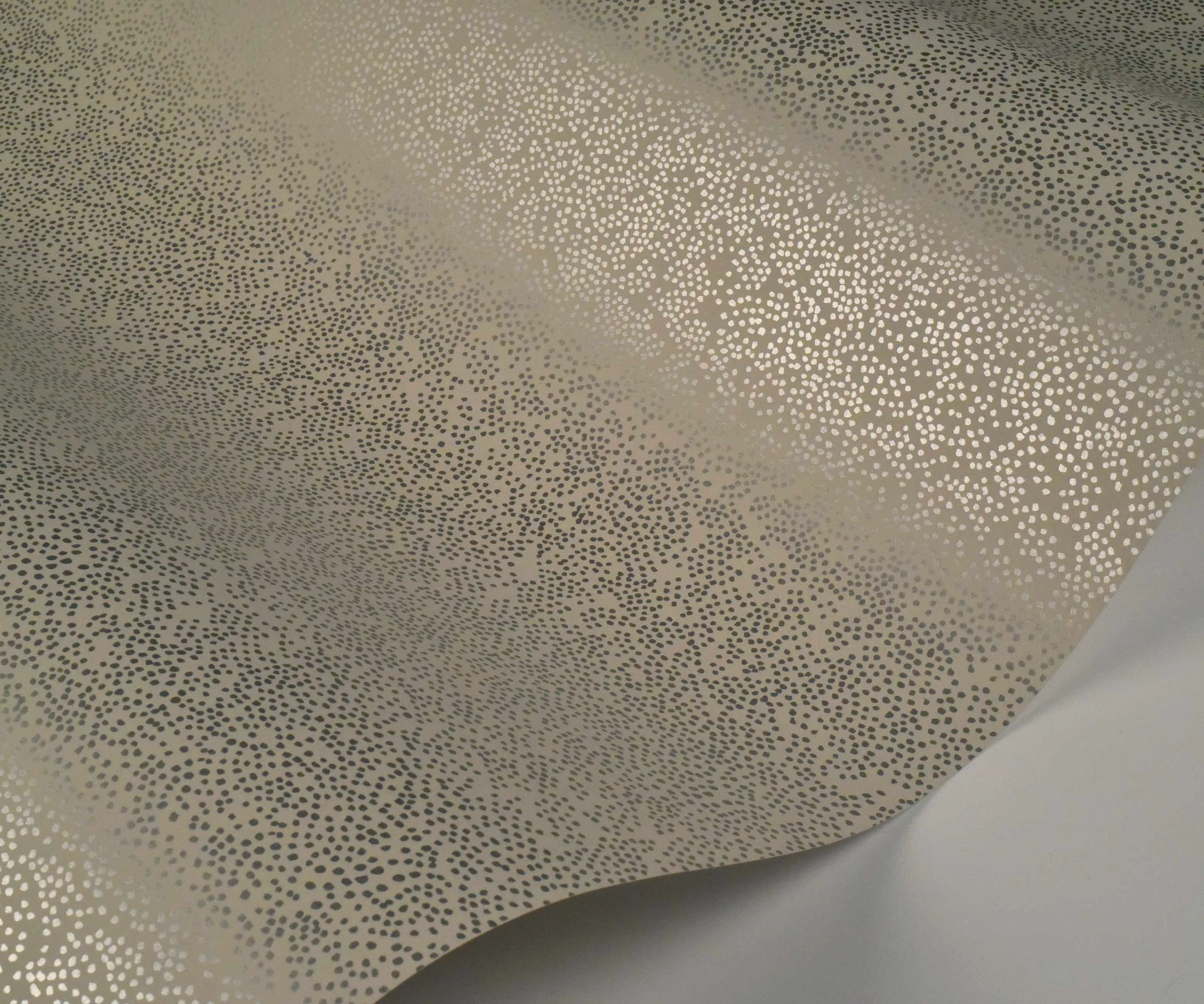 Champagne Dots Wallpaper Sample - Metallic Silver & Linen