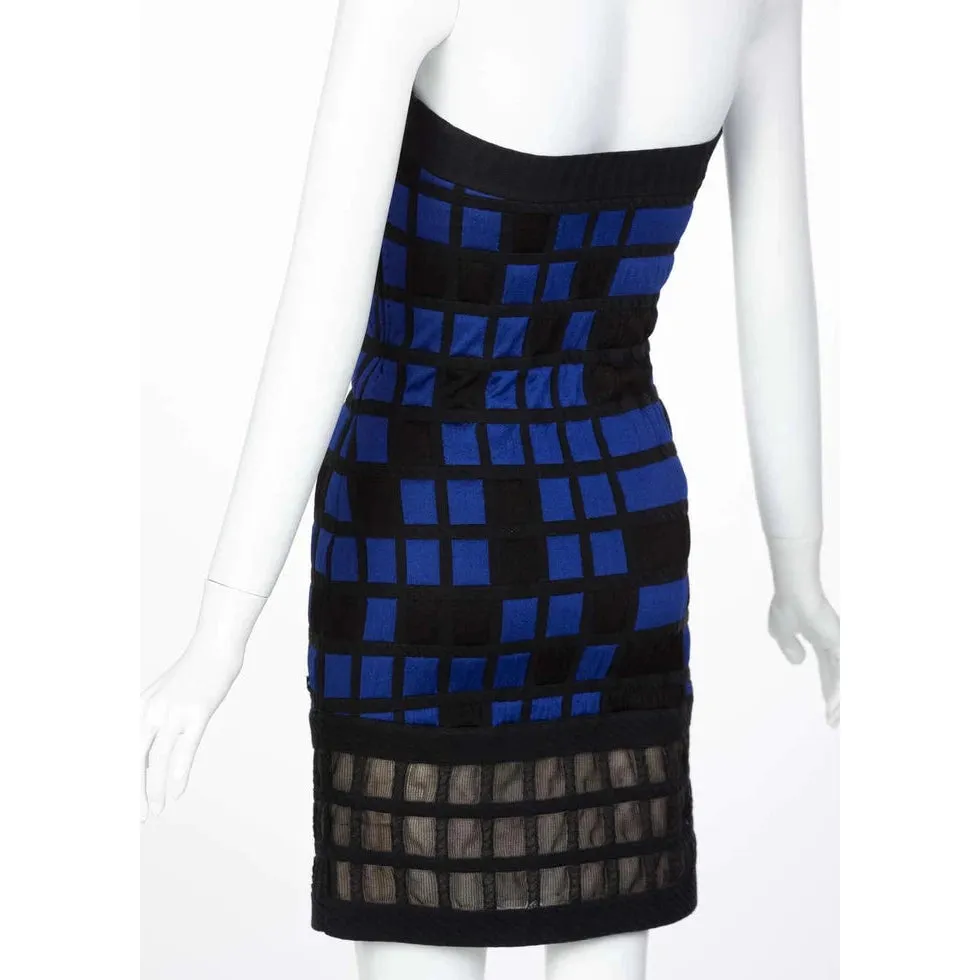 CHANEL Black Blue Strapless Mini Dress Runway, 2013 | FR 38 - XS