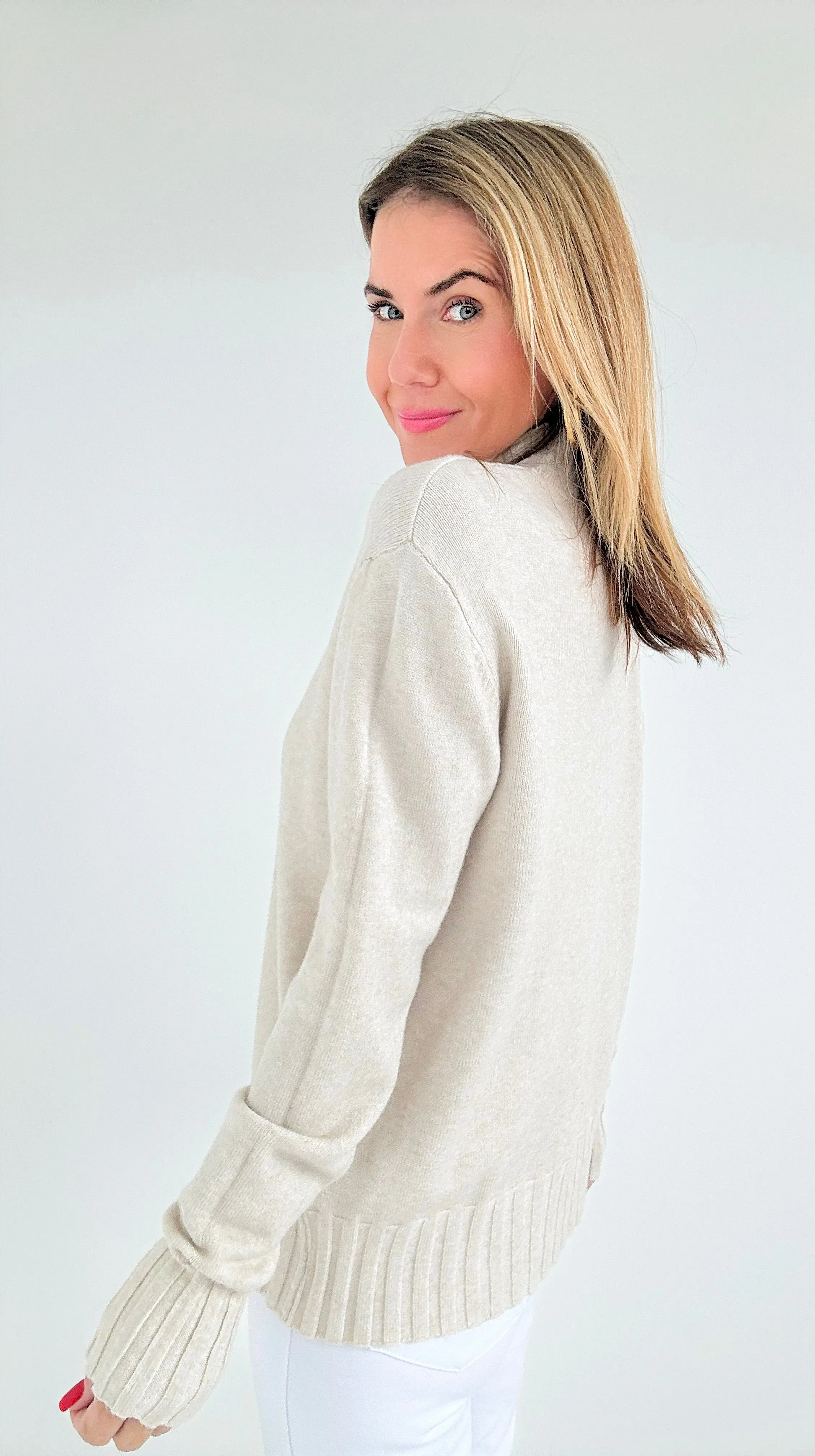 Comfort Turtleneck Italian Sweater- Oyster