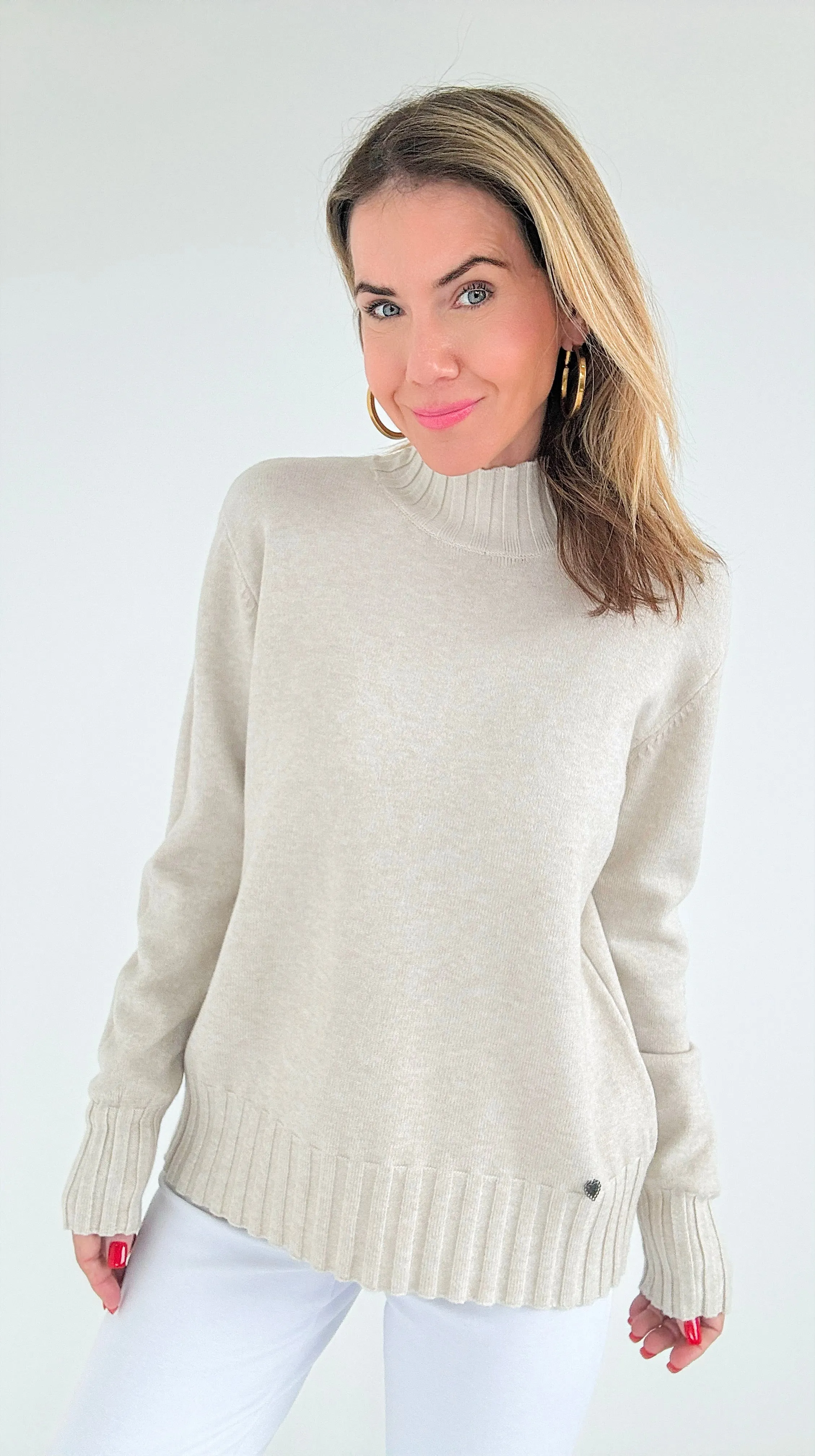 Comfort Turtleneck Italian Sweater- Oyster