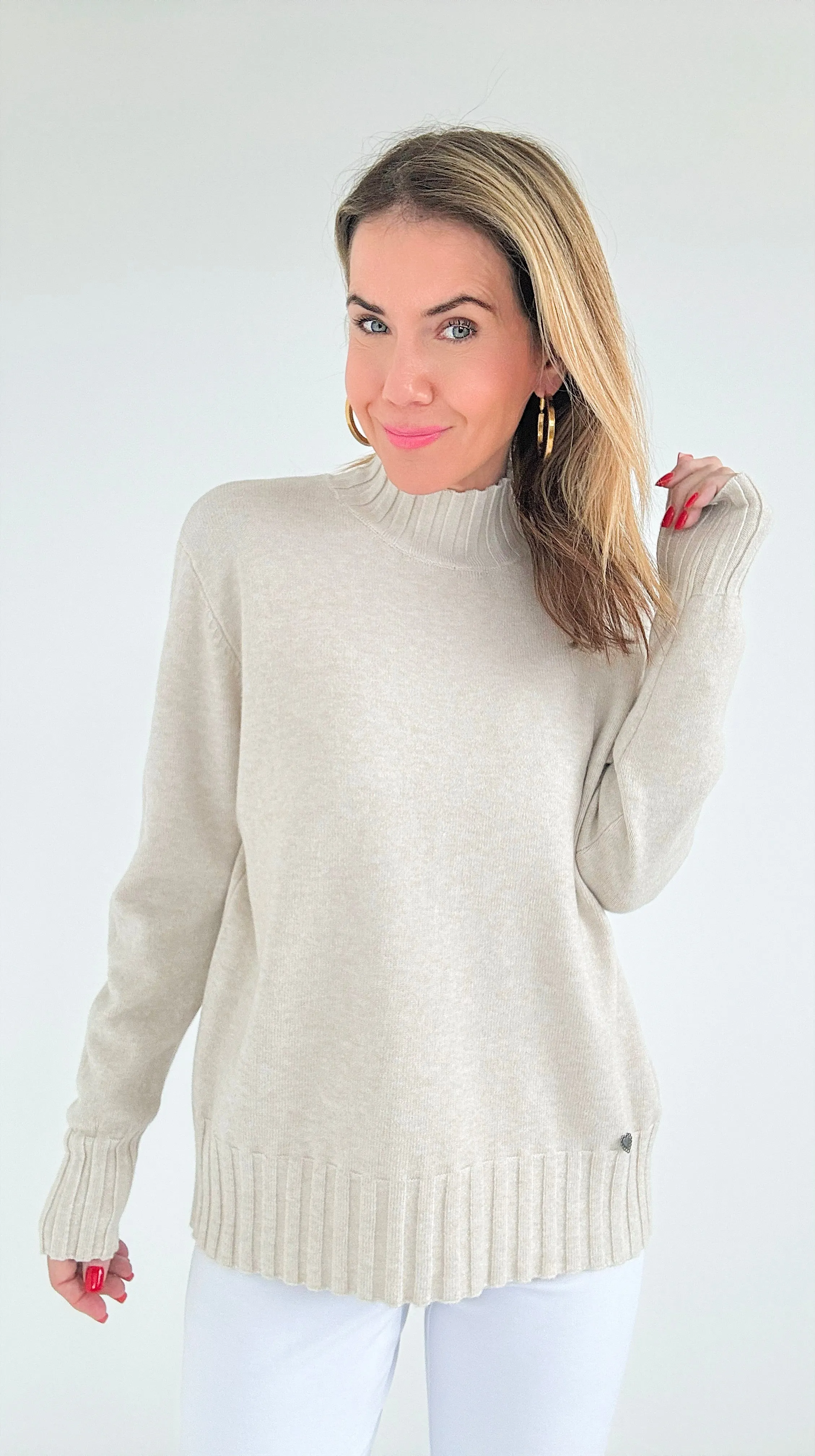 Comfort Turtleneck Italian Sweater- Oyster