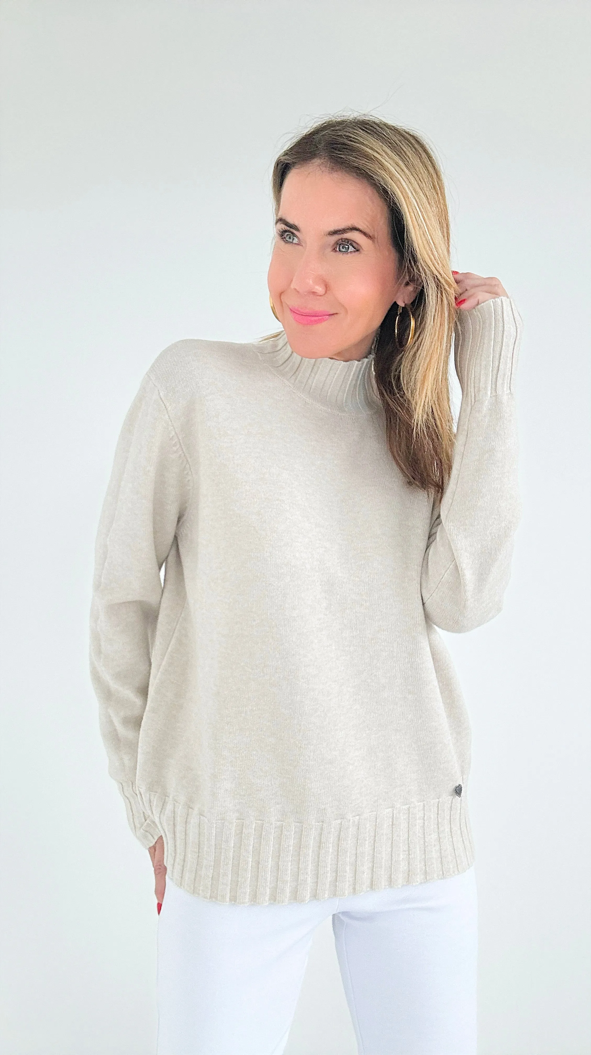 Comfort Turtleneck Italian Sweater- Oyster