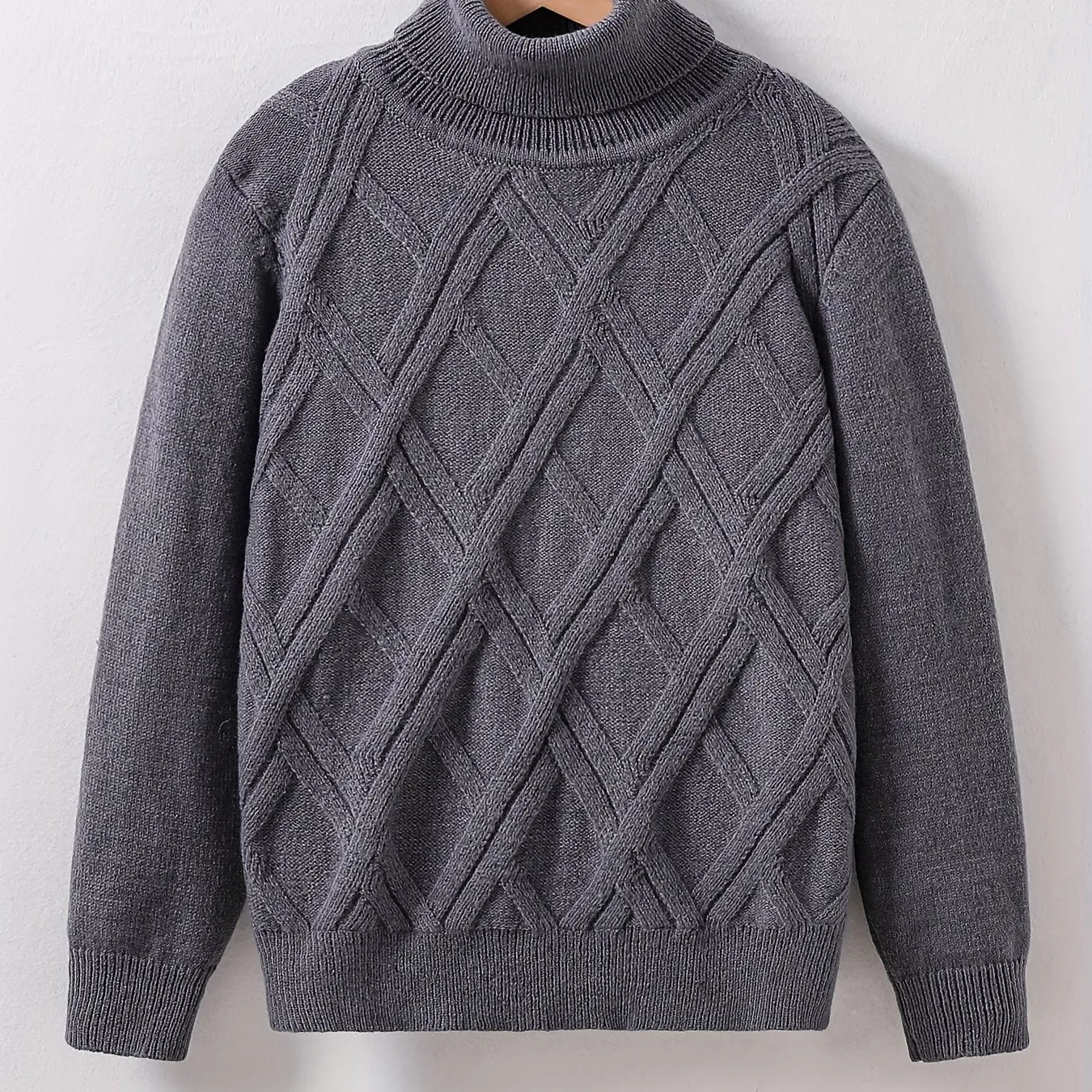 Cozy Boys Turtleneck Sweater – Warm Knit Pullover with Classic Cable Design for Winter"