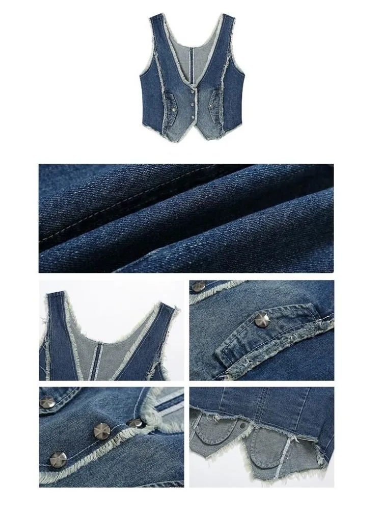 Denim Raw Edge Vest【s0000003382】