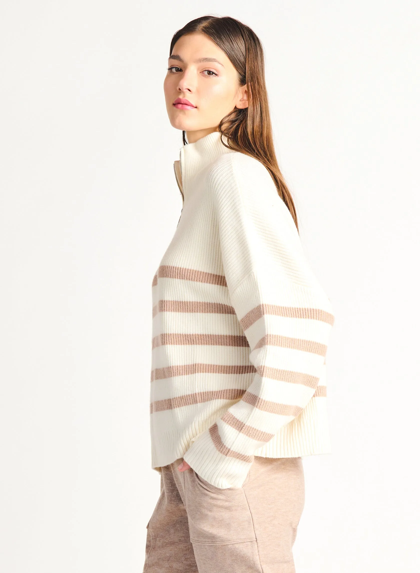 Dex Mason Half Zip Striped Sweater