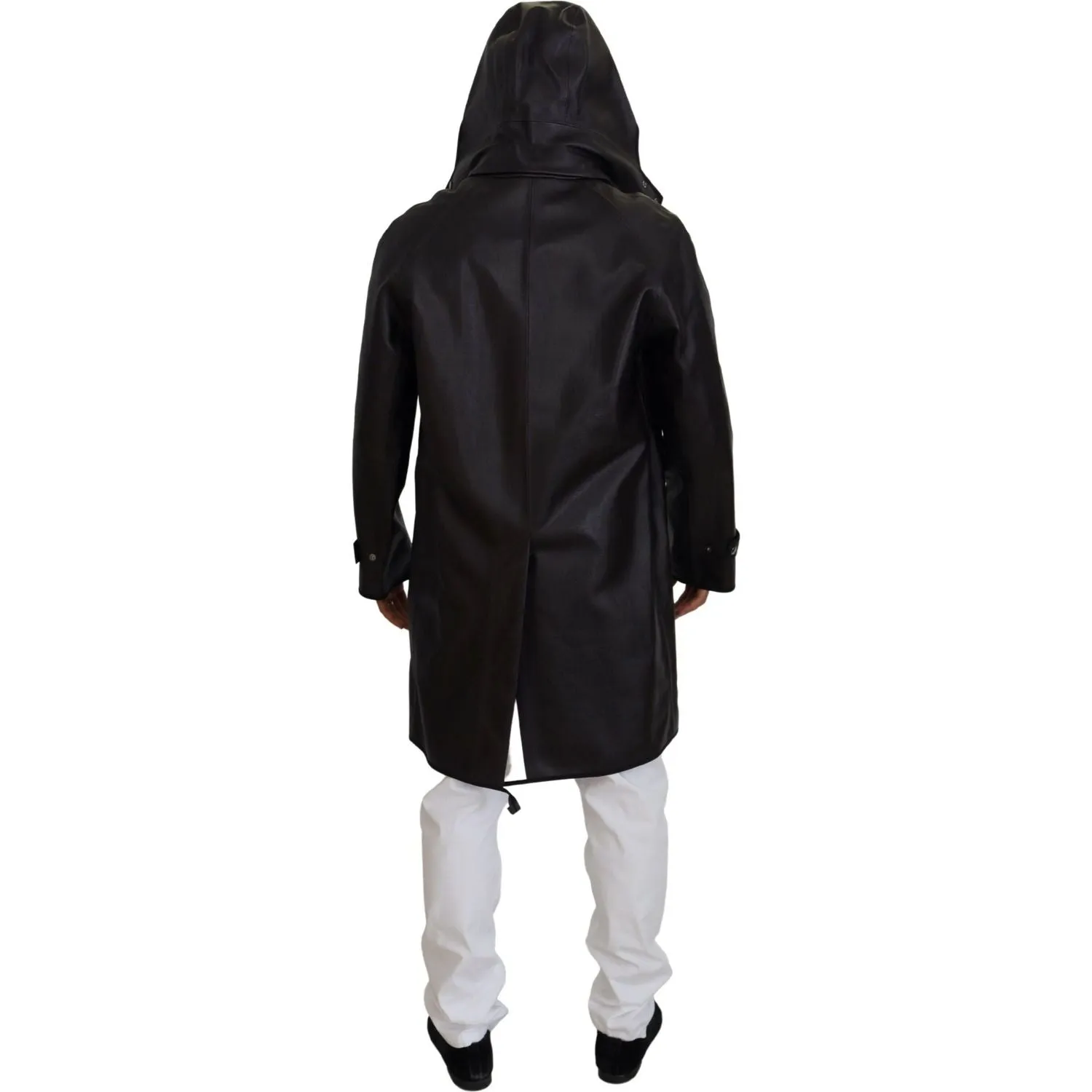 Dolce & Gabbana Elegant Hooded Parka Coat in Black and Bordeaux