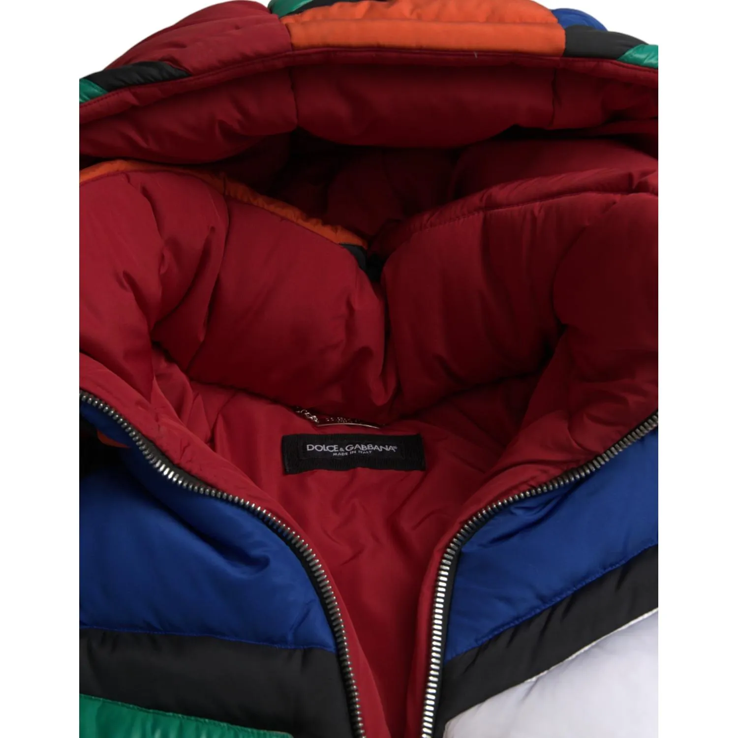 Dolce & Gabbana Multicolor Quilted Hooded Puffer Jacket