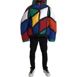 Dolce & Gabbana Multicolor Quilted Hooded Puffer Jacket