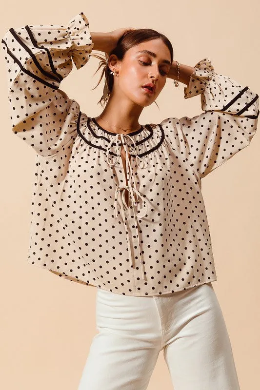 Dot Pattern Blouse Top