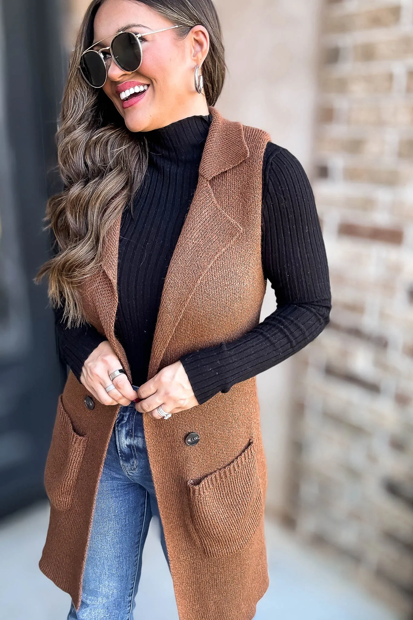 Dreams And Aspirations Brown Long Sweater Vest