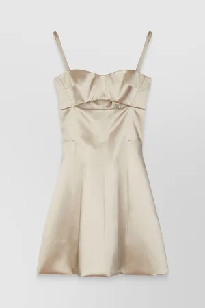 Eco satin corsage cocktail mini dress