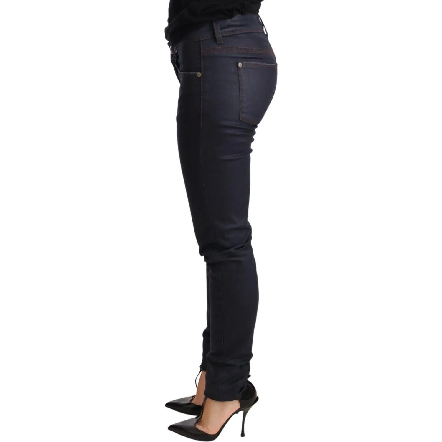 Ermanno Scervino Chic Dark Blue Low Waist Skinny Jeans