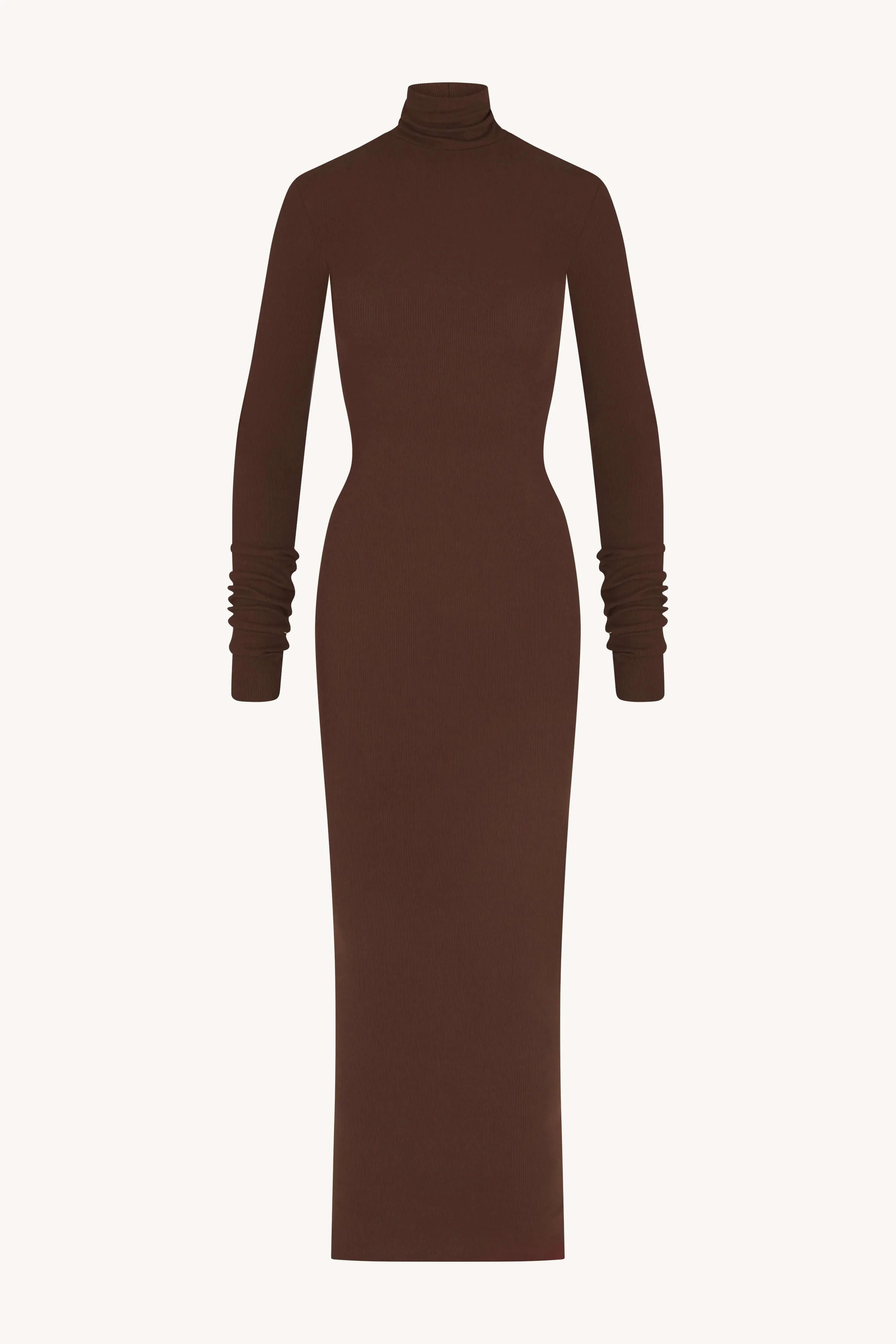 Eterne - Long Sleeve Turtleneck Maxi dress in Choclate