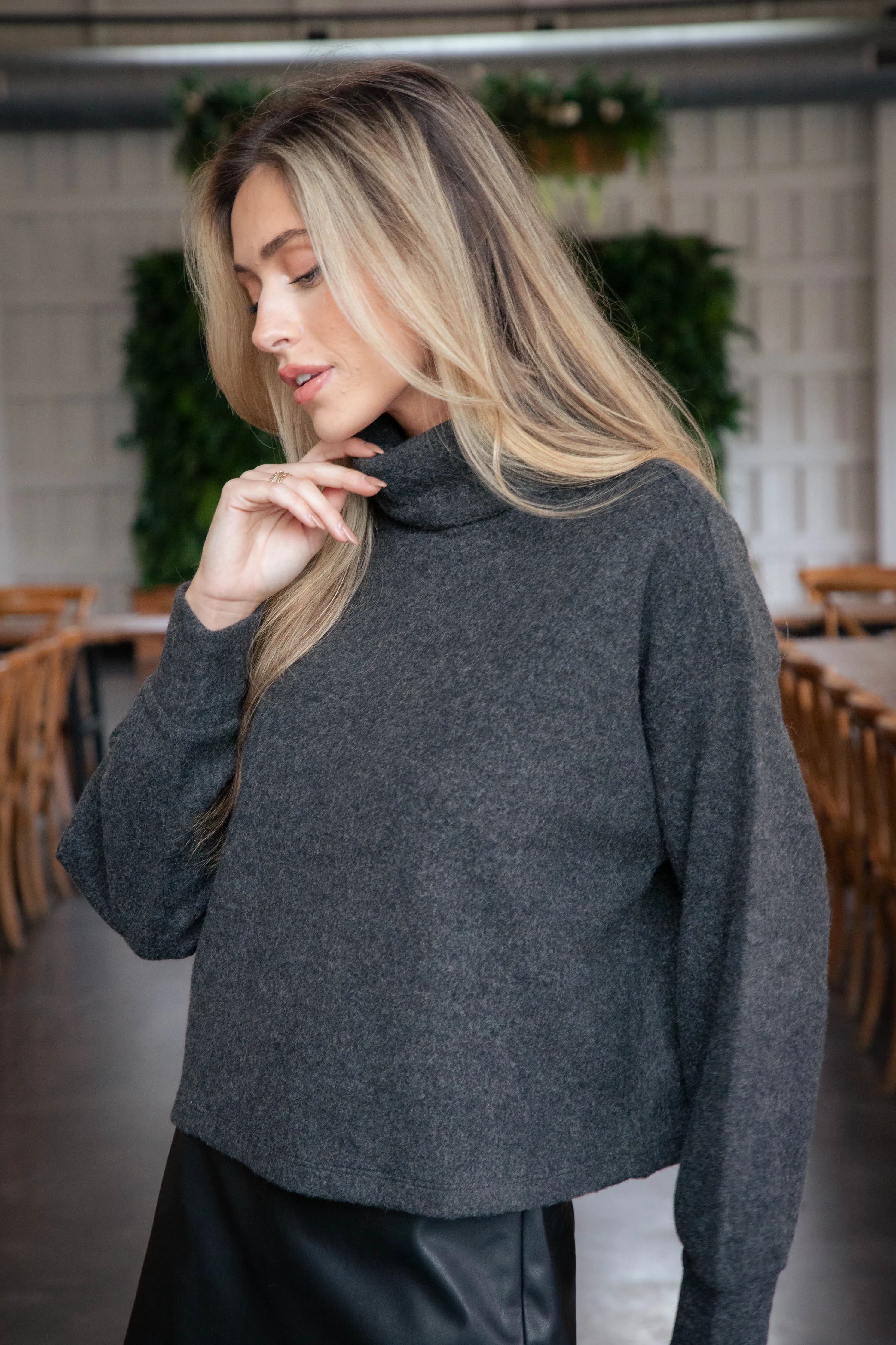 Everyday Cozy Popover Sweater, Charcoal | Sanctuary