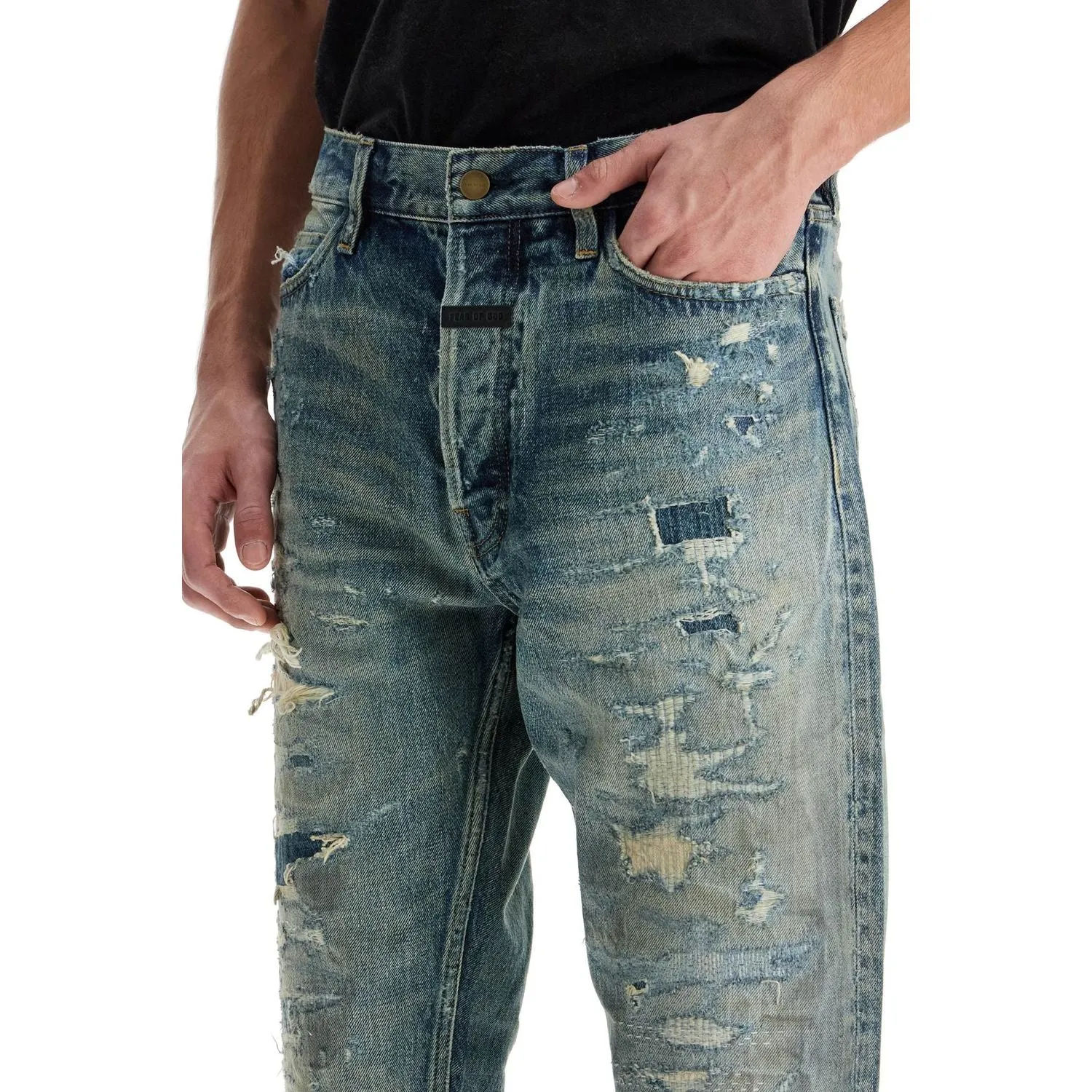 Fear Of God distressed straight cut jeans with a