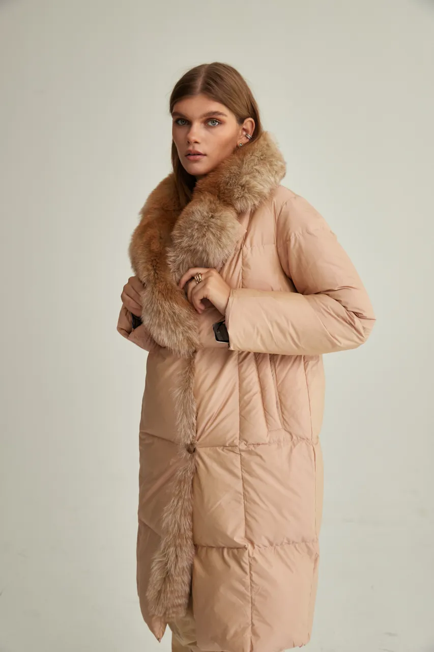 Genuine Polar Fox Premium Down Parka Coat