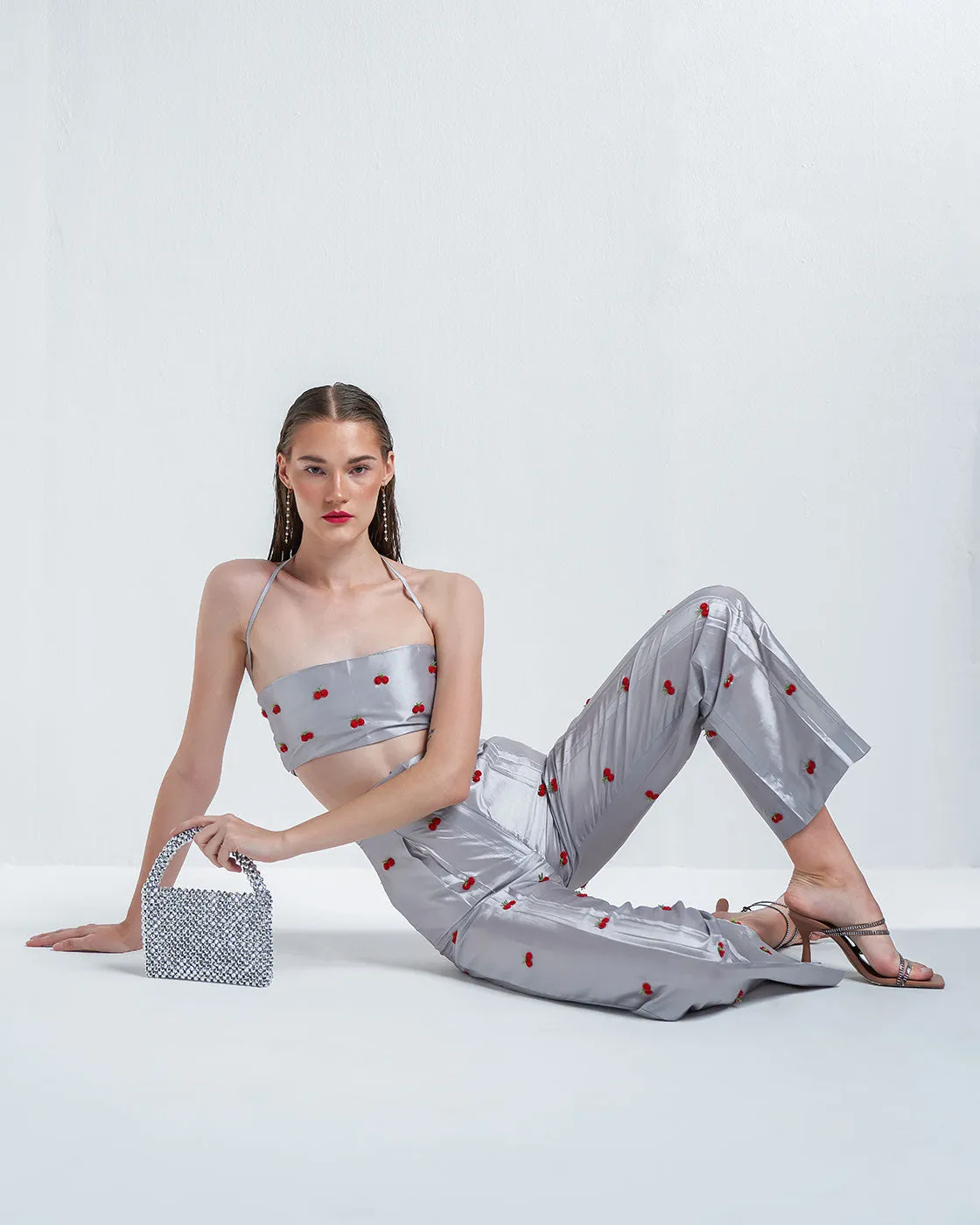 Grey Tube Top Pant Co Ord Set