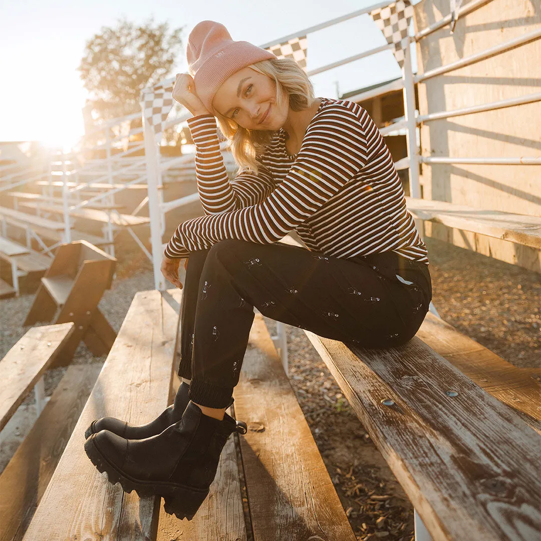 Henley, Burgundy Stripe