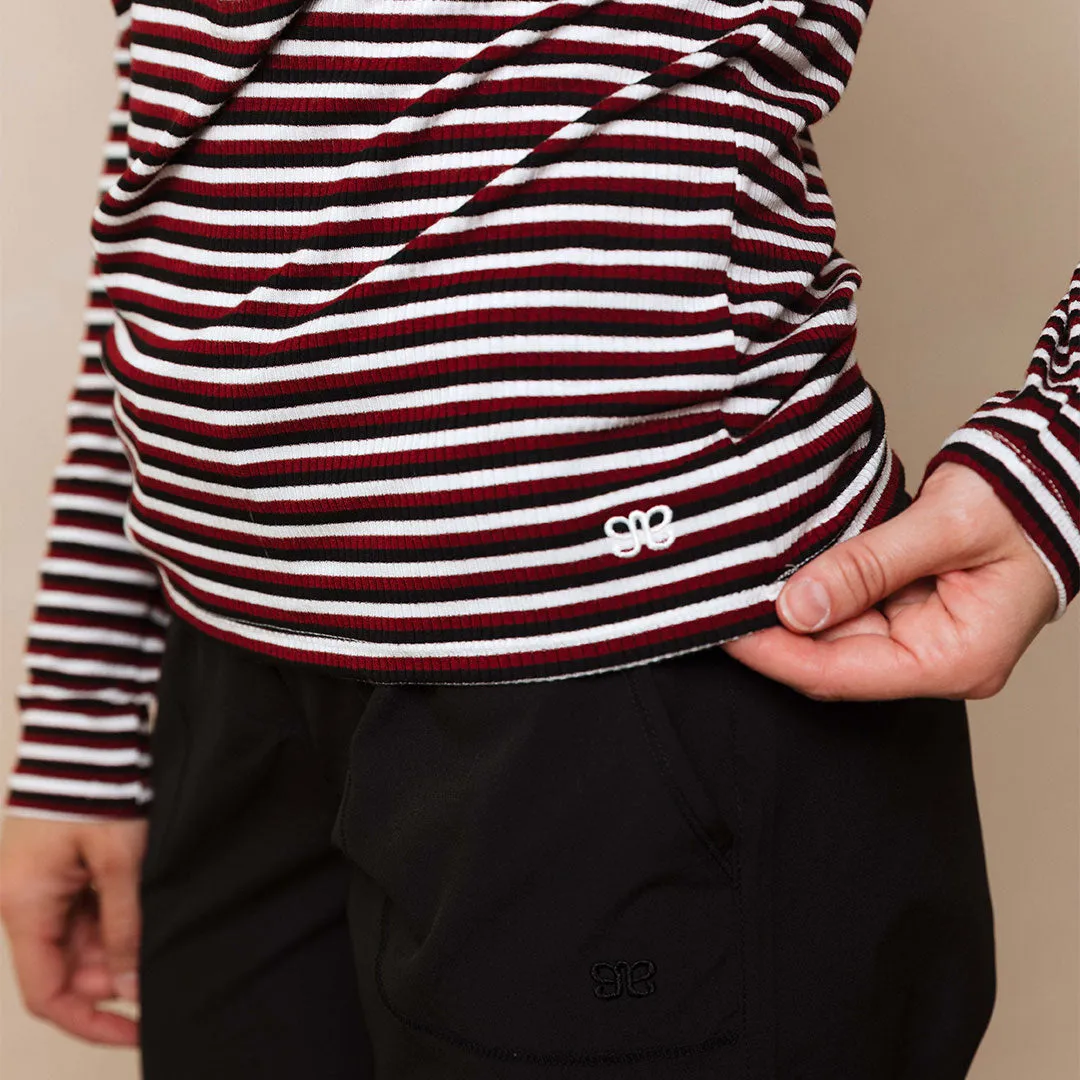 Henley, Burgundy Stripe