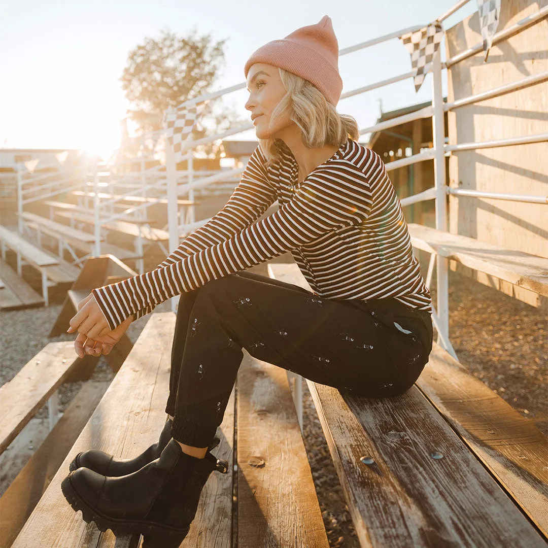 Henley, Burgundy Stripe