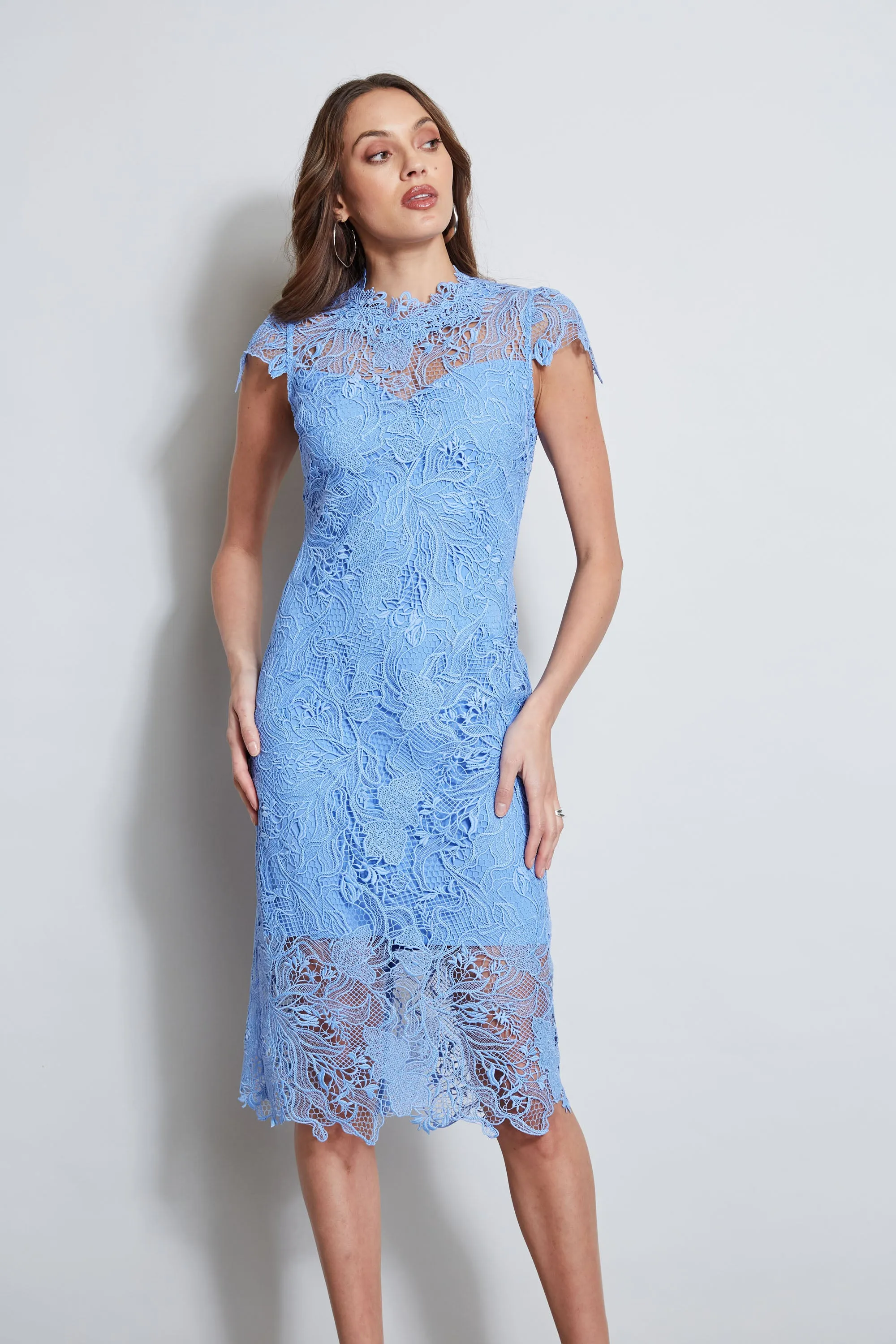 Lace Applique Midi Dress