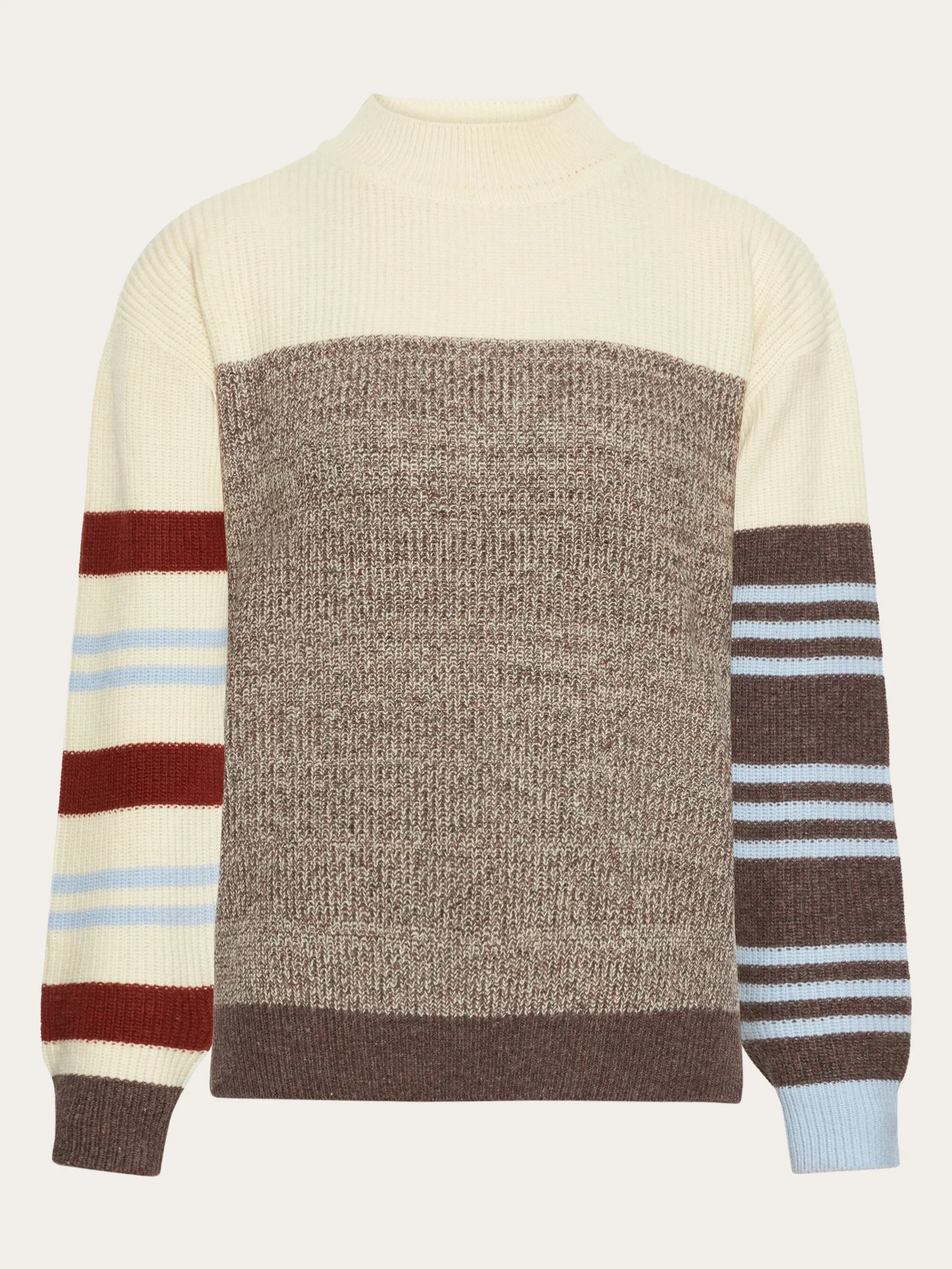 Lambswool stripe blocking crew neck - RWS - Multi color stripe