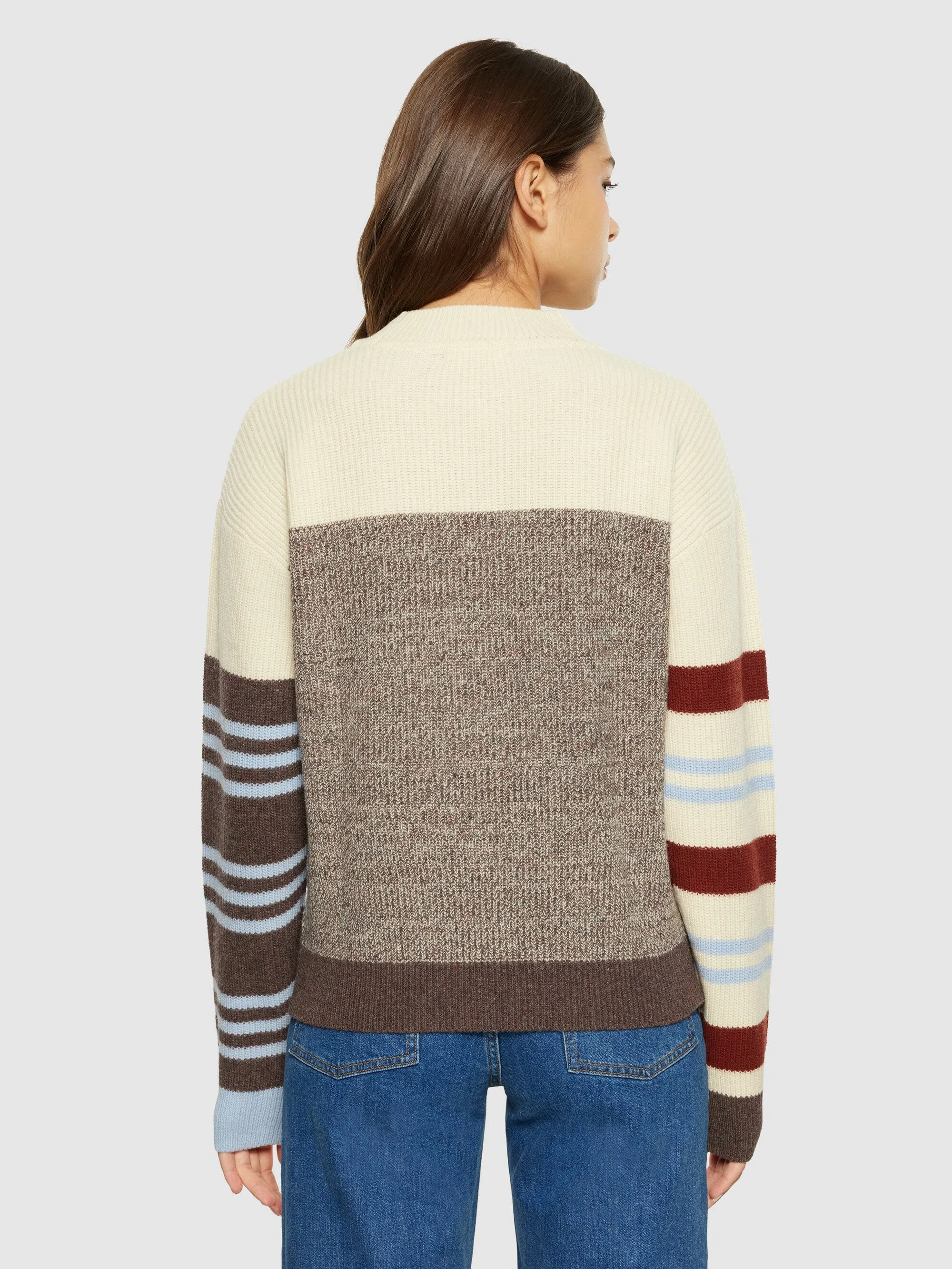 Lambswool stripe blocking crew neck - RWS - Multi color stripe