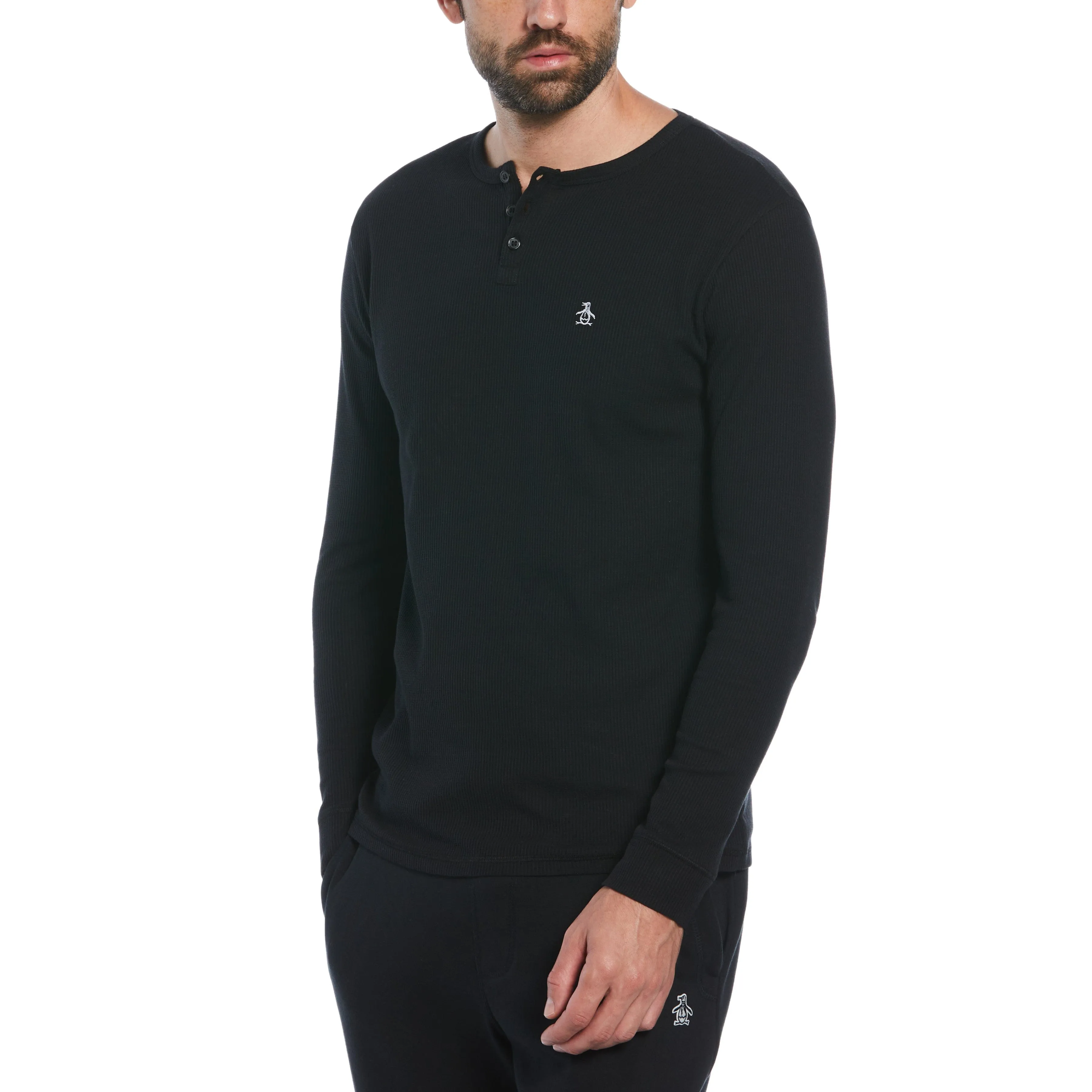 Long Sleeve Waffle Henley